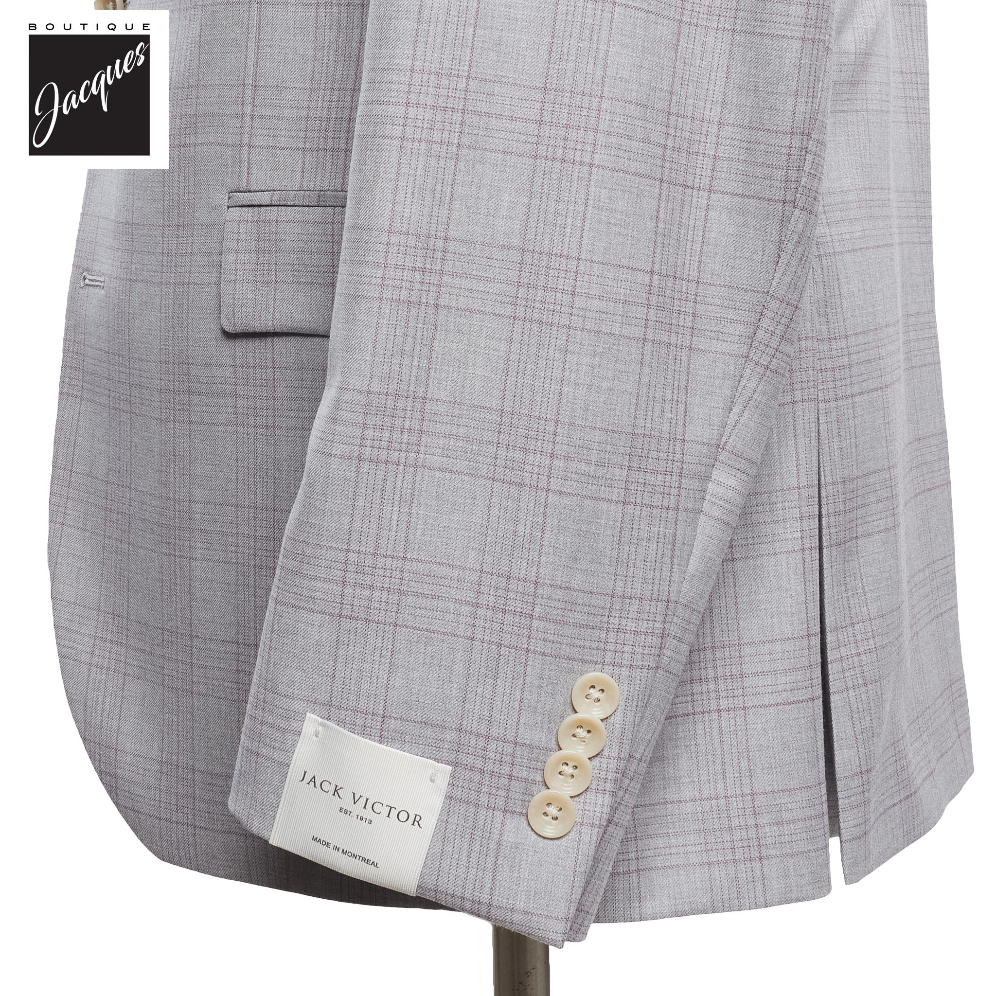 Light Gray with Lavender Check Esprit Modern Fit Wool Suit - Jack Victor - Image 3