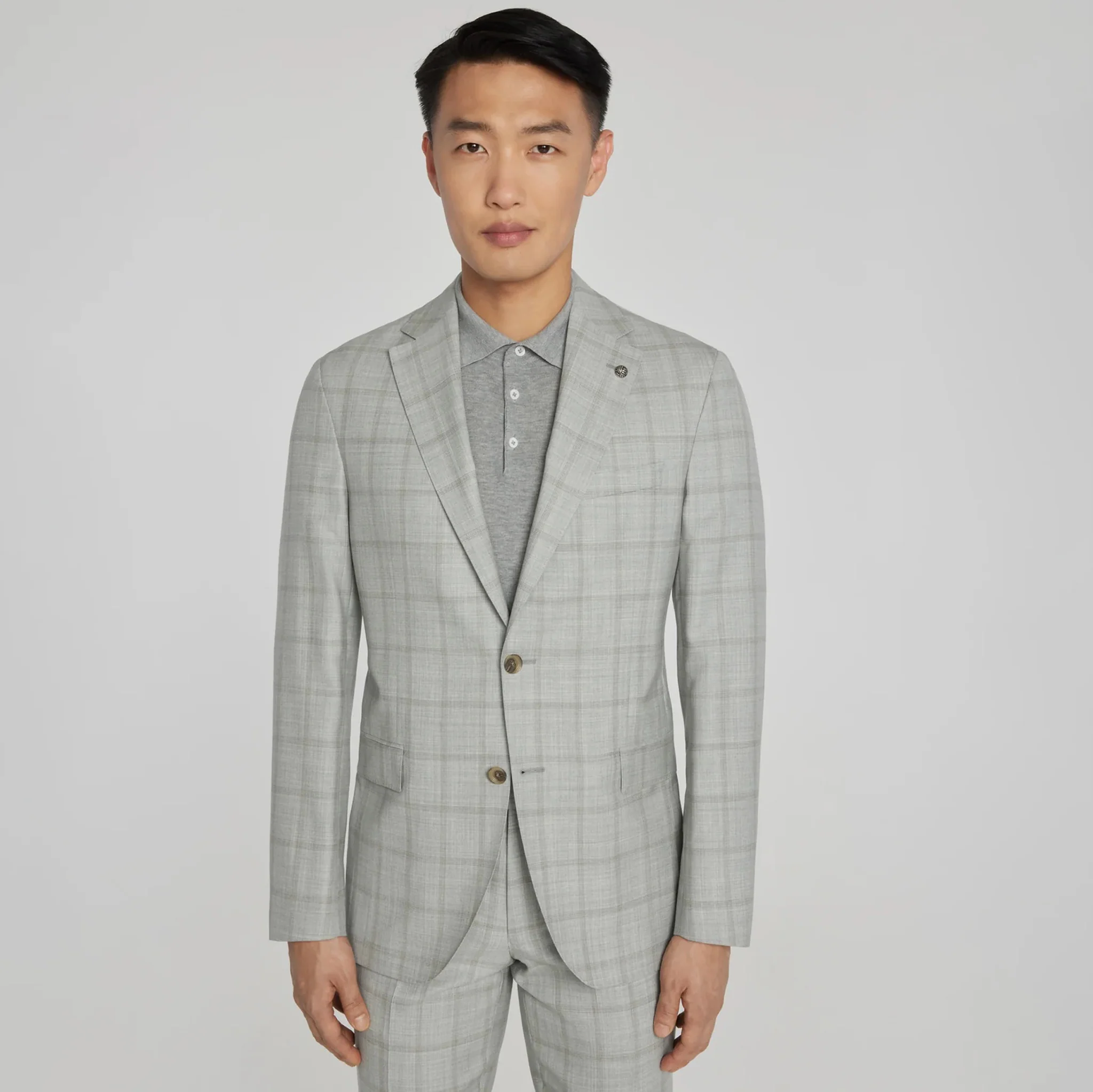 Light Grey Subtle Windowpane Check McAllen Contemporary Fit Suit - Jack Victor - Image 3