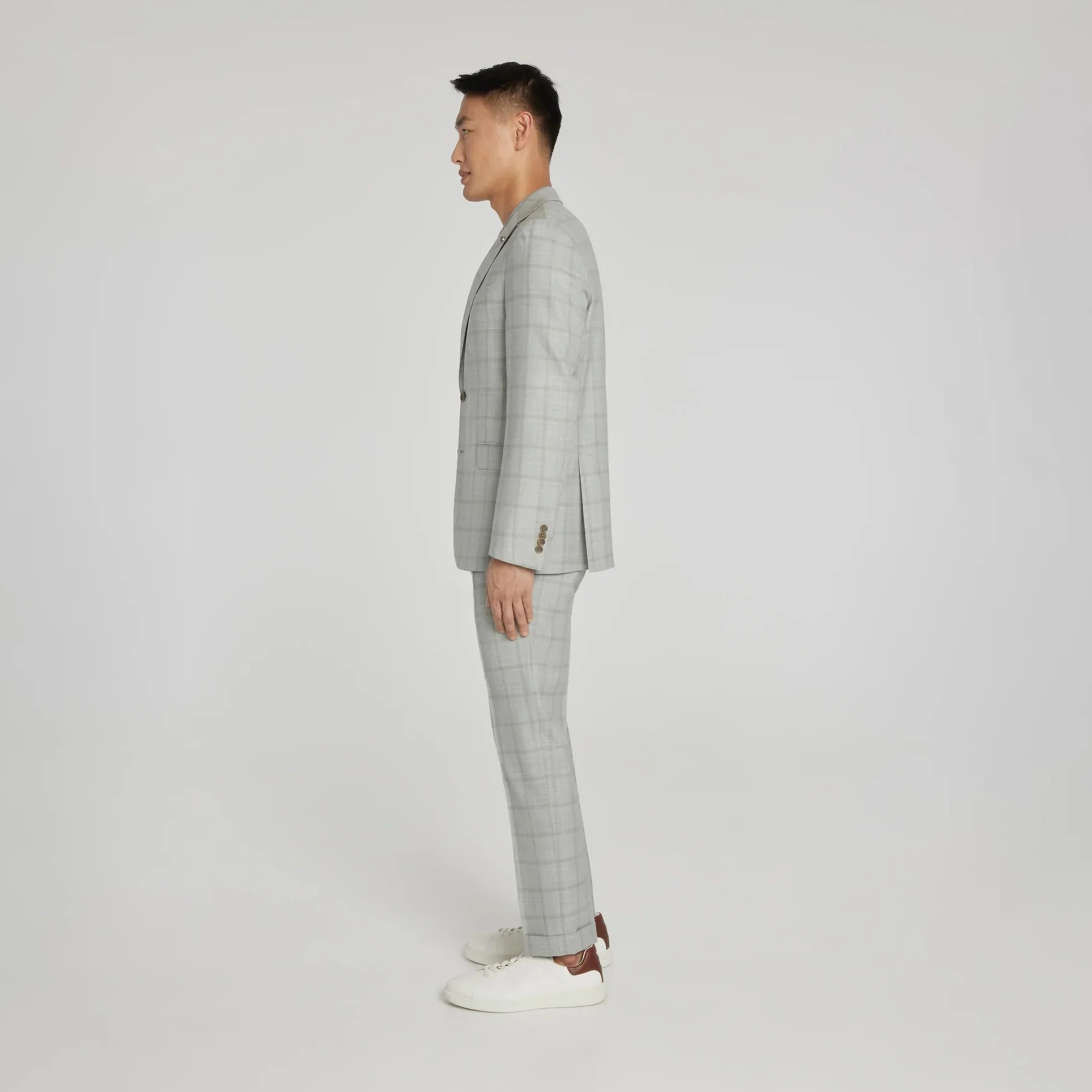 Light Grey Subtle Windowpane Check McAllen Contemporary Fit Suit - Jack Victor - Image 5