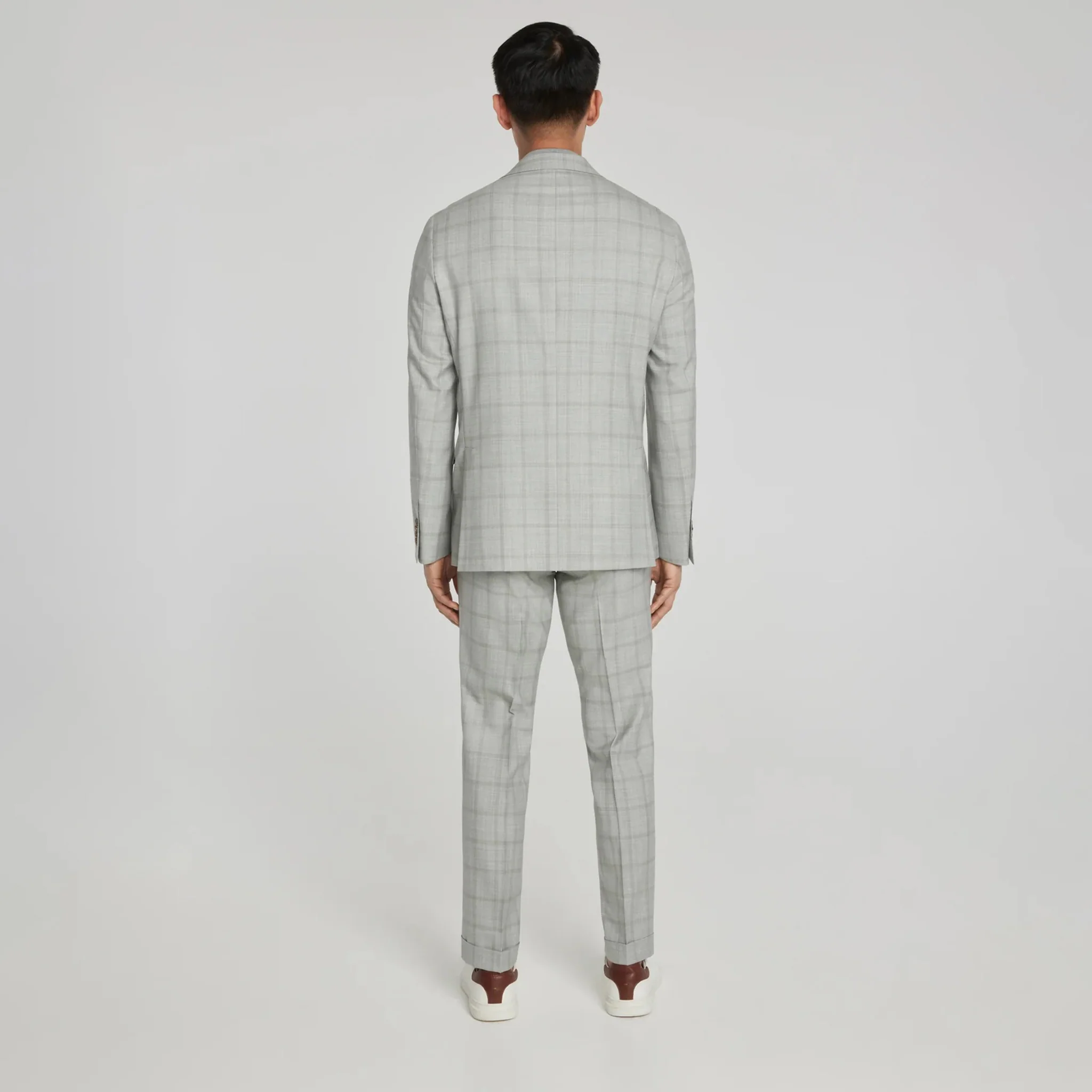 Light Grey Subtle Windowpane Check McAllen Contemporary Fit Suit - Jack Victor - Image 6