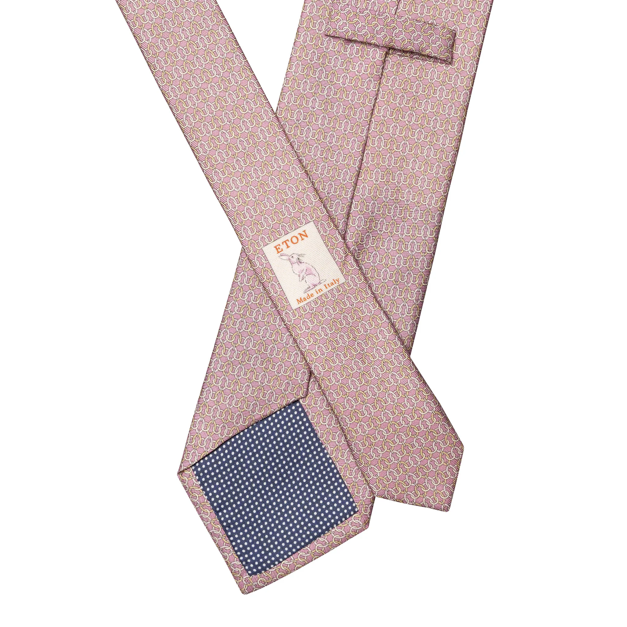 Light Pink Geometric Chain Print Silk Tie - ETON - Image 3
