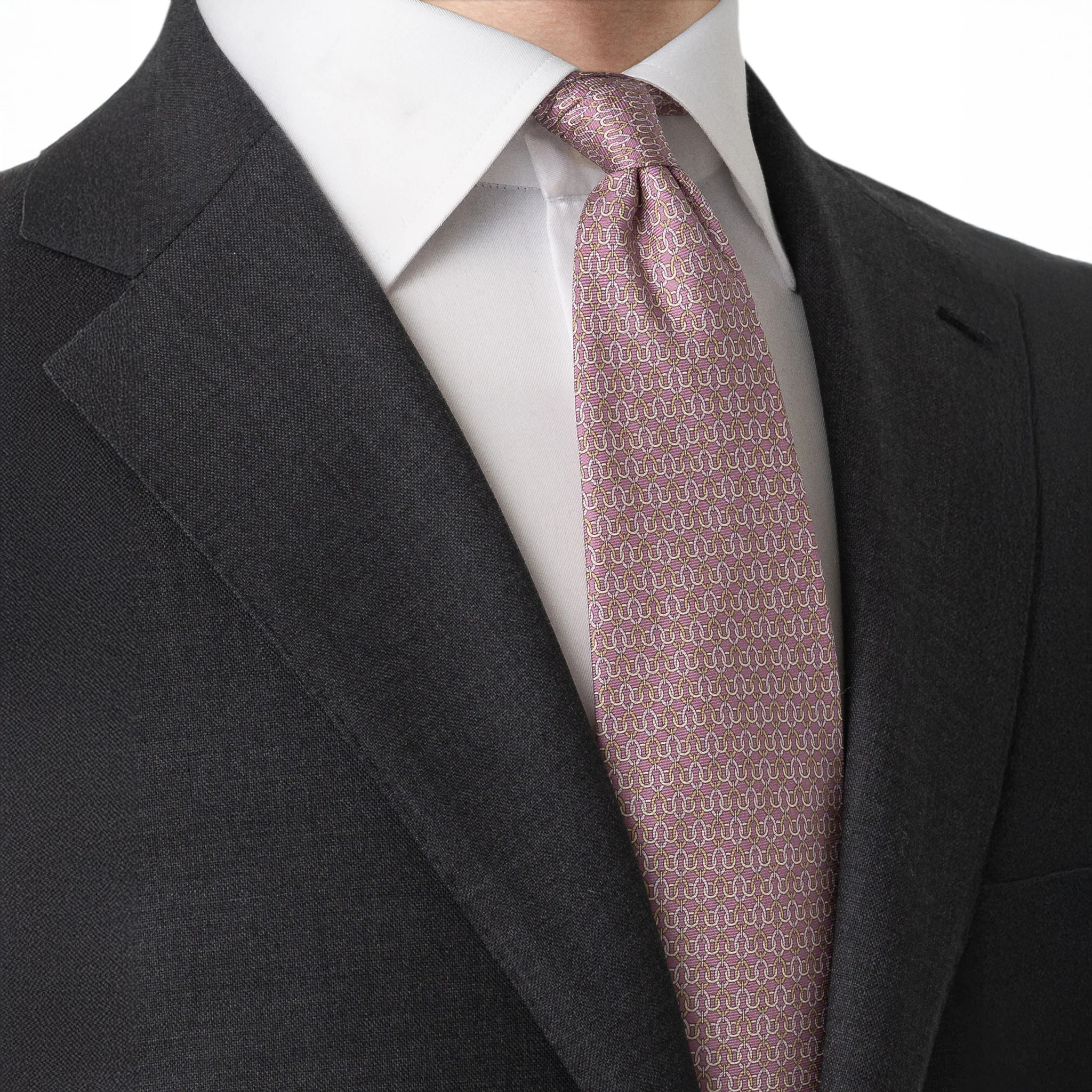 Light Pink Geometric Chain Print Silk Tie - ETON - Image 5