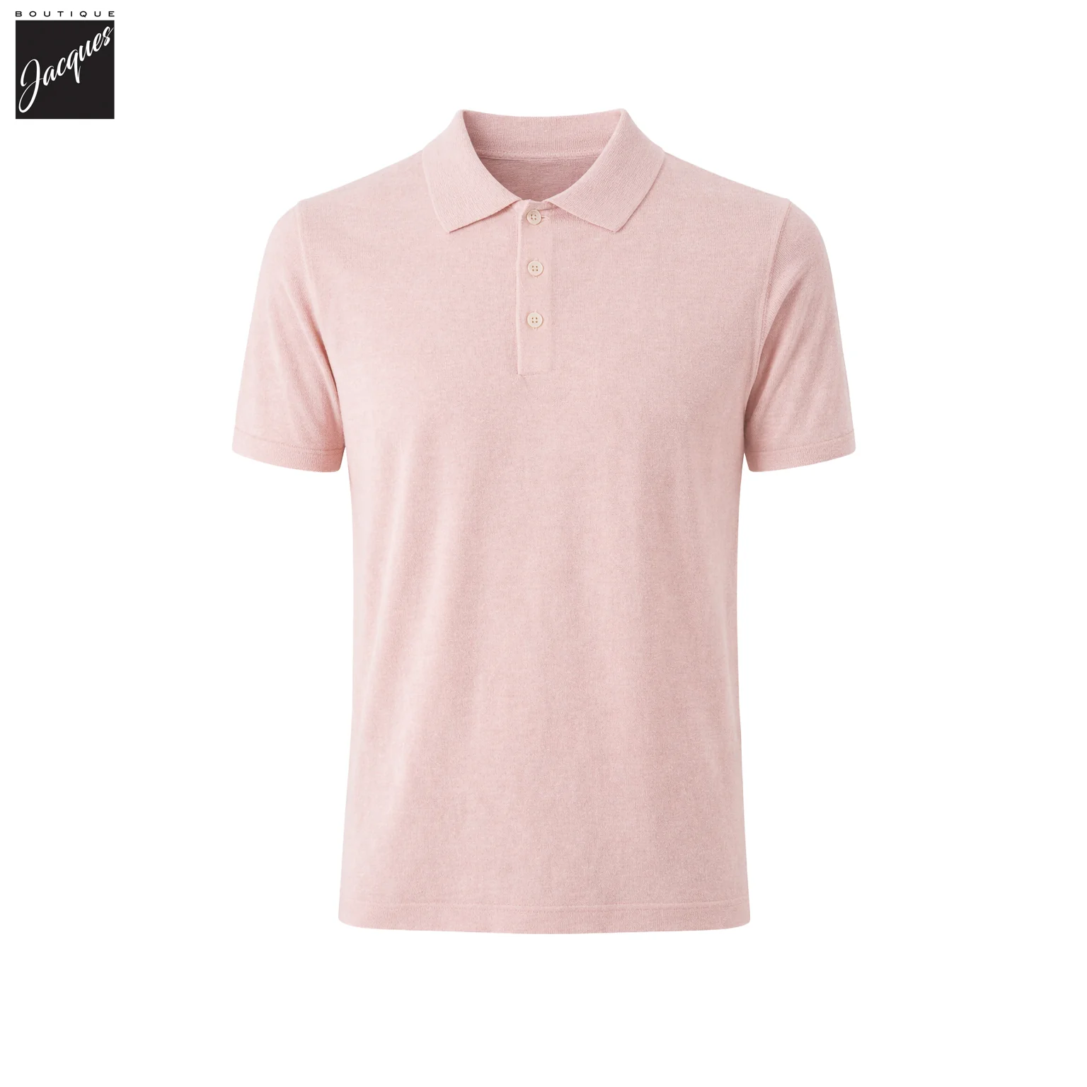Light Pink Merino/Linen Button Polo - Patrick Assaraf