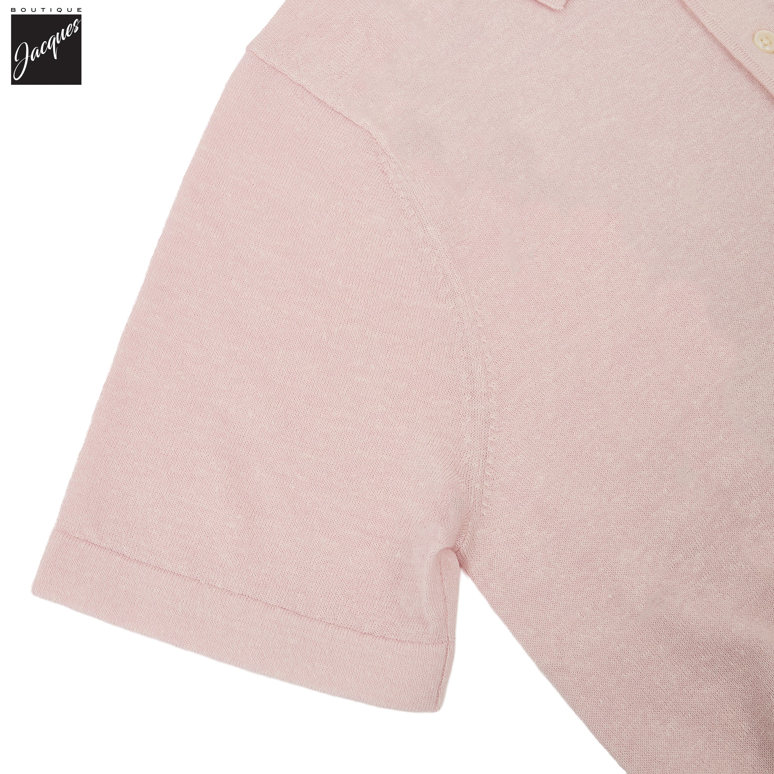 Light Pink Merino/Linen Button Polo - Patrick Assaraf - Image 4
