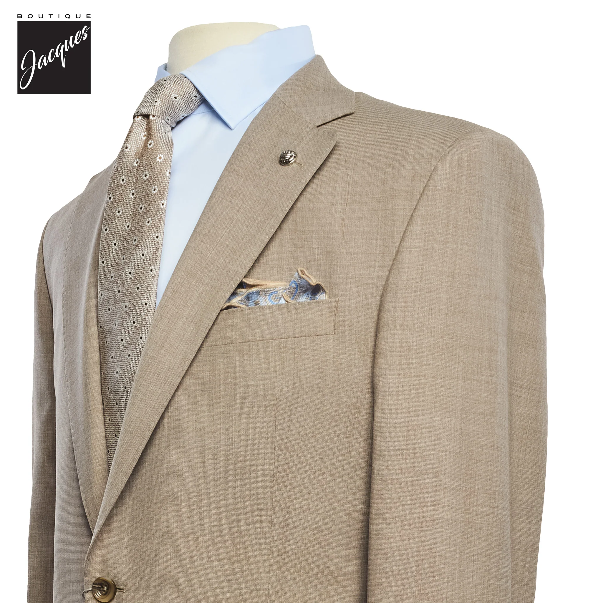 Light Taupe Neat Esprit Modern Fit Wool Suit - Jack Victor - Image 2