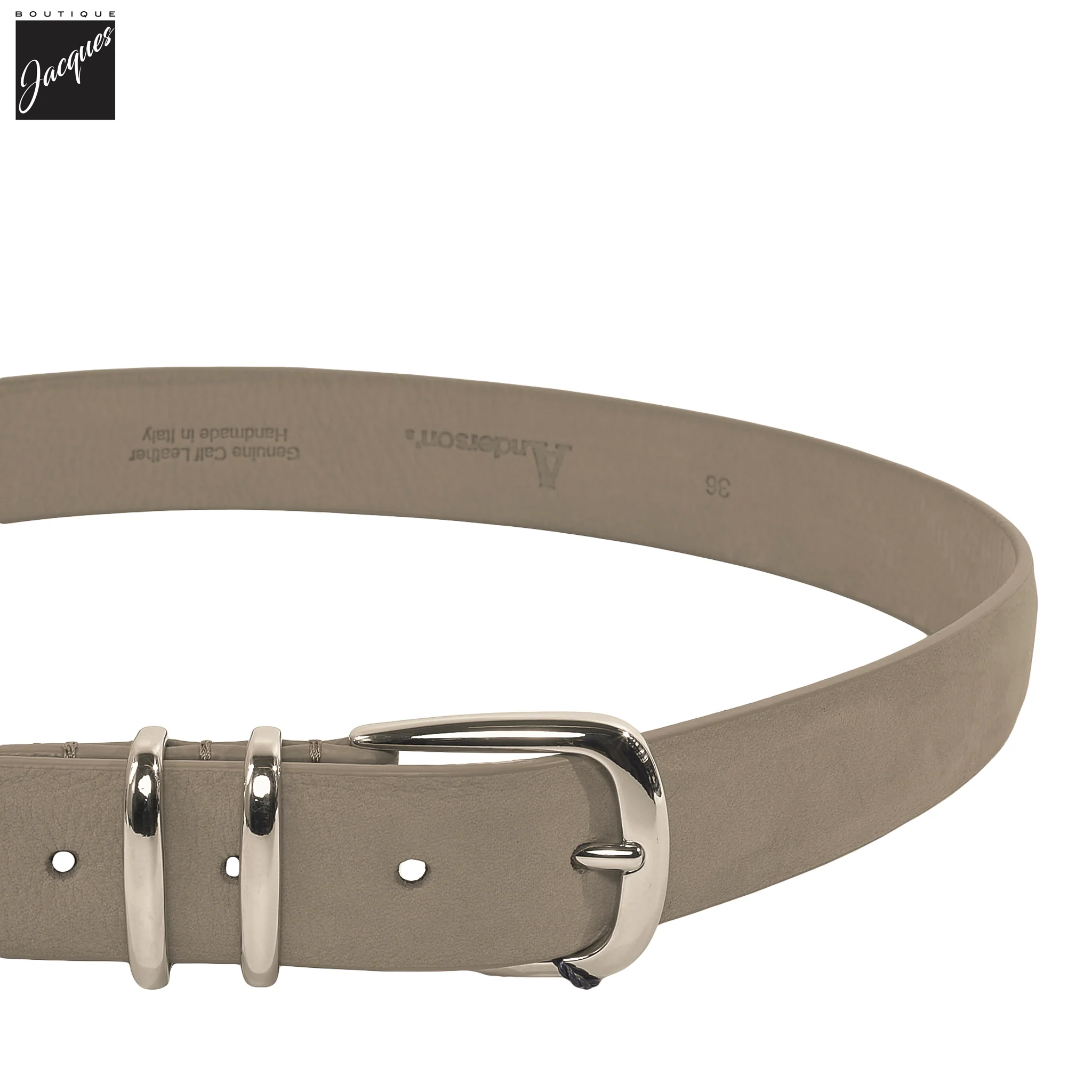 Light Taupe Soft Nubuck Suede Leather Casual Belt - Anderson's - Image 2