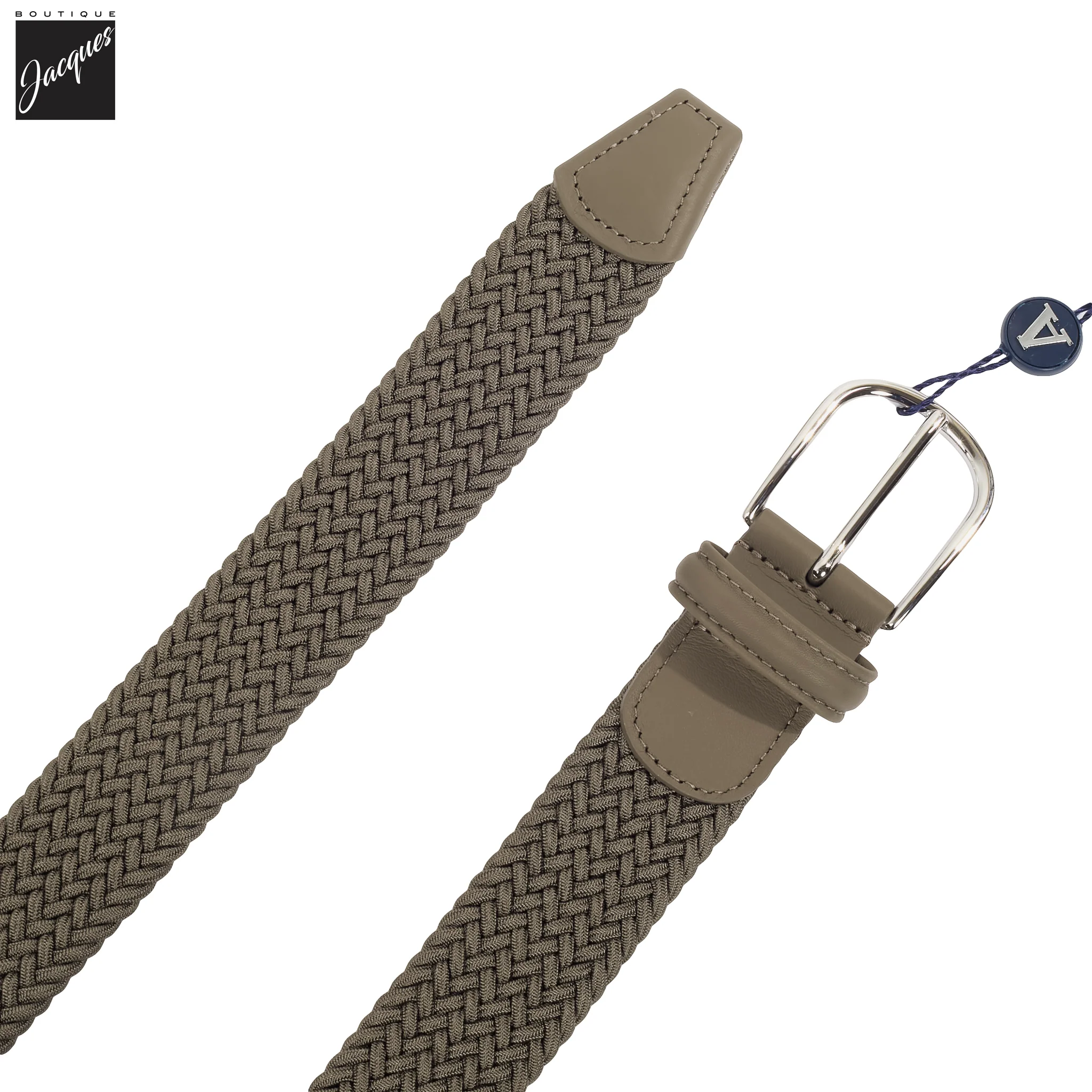 Light Taupe Solid Woven Elastic Belt - Anderson's - Image 2