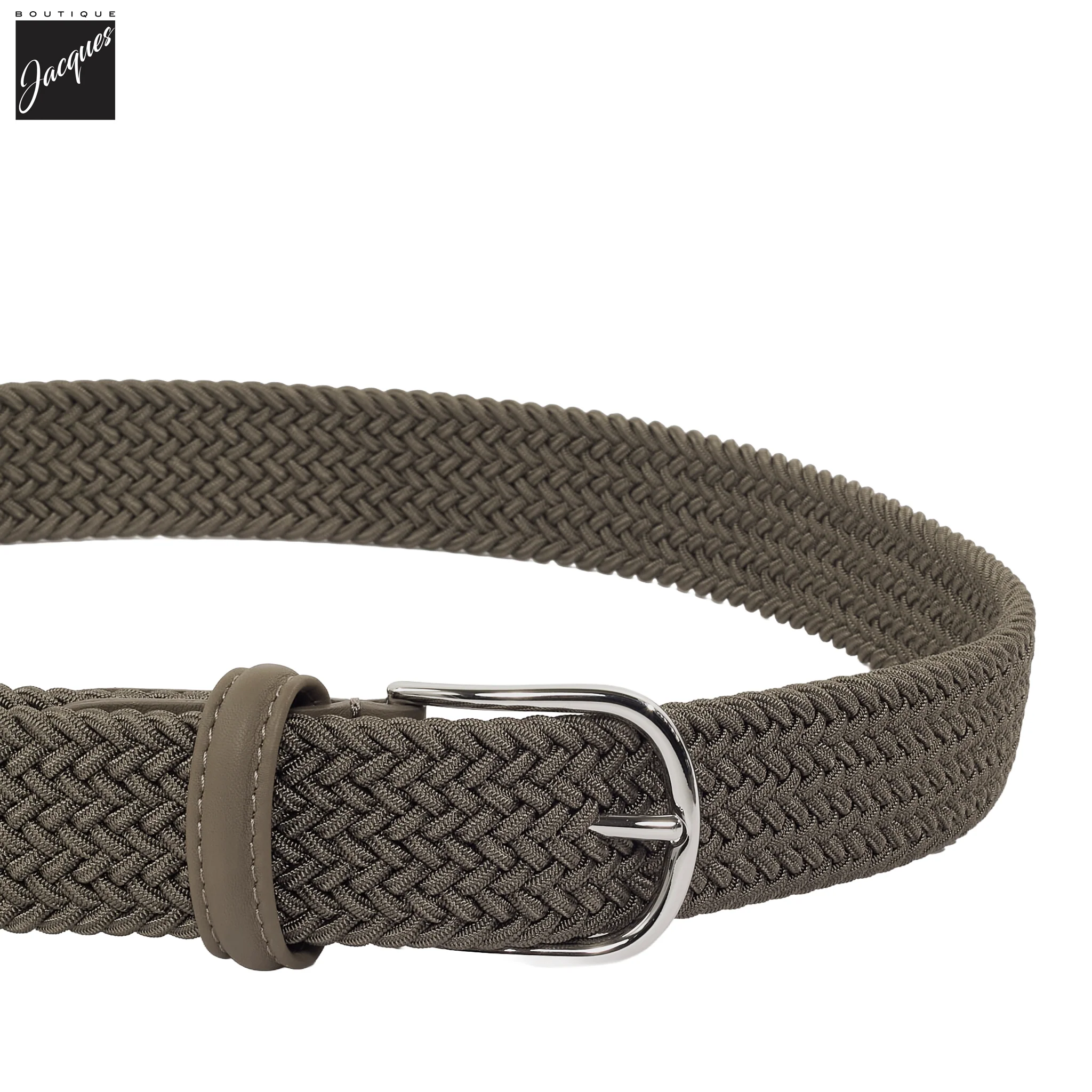 Light Taupe Solid Woven Elastic Belt - Anderson's - Image 3