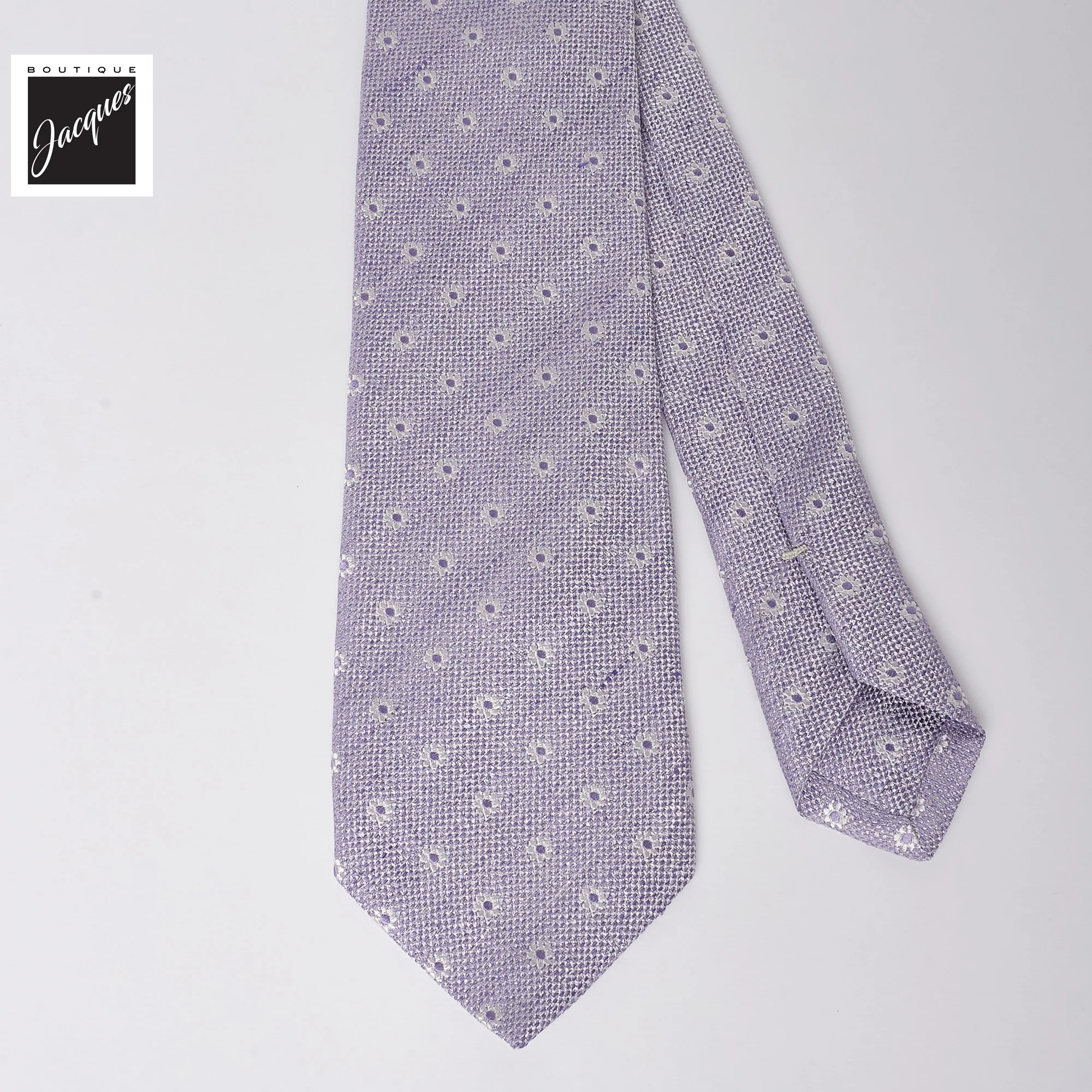 Lilac Floral Pattern Silk-Linen Tie - Paolo Albizzati - Image 3
