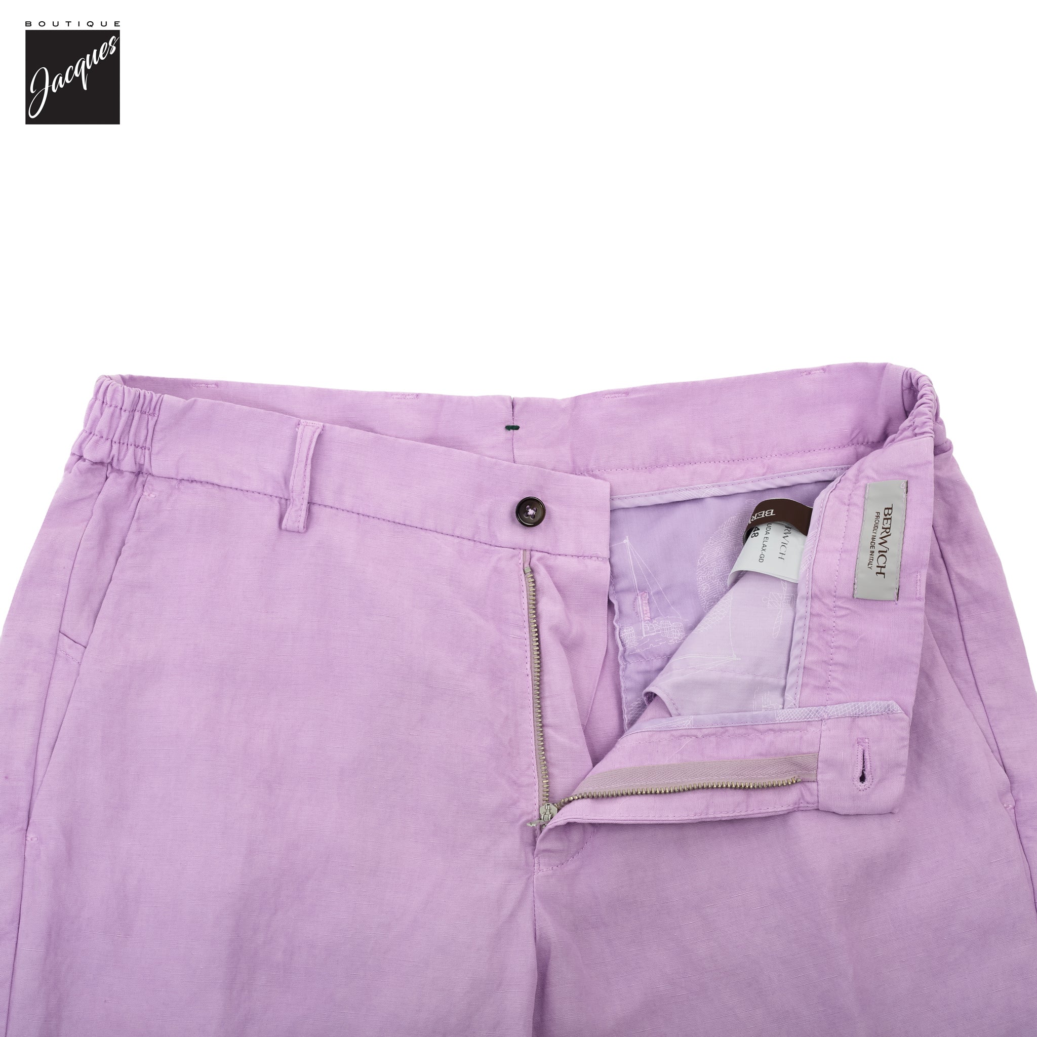Lilac Lyocell-Linen Elax Bermuda Shorts - Berwich - Image 5