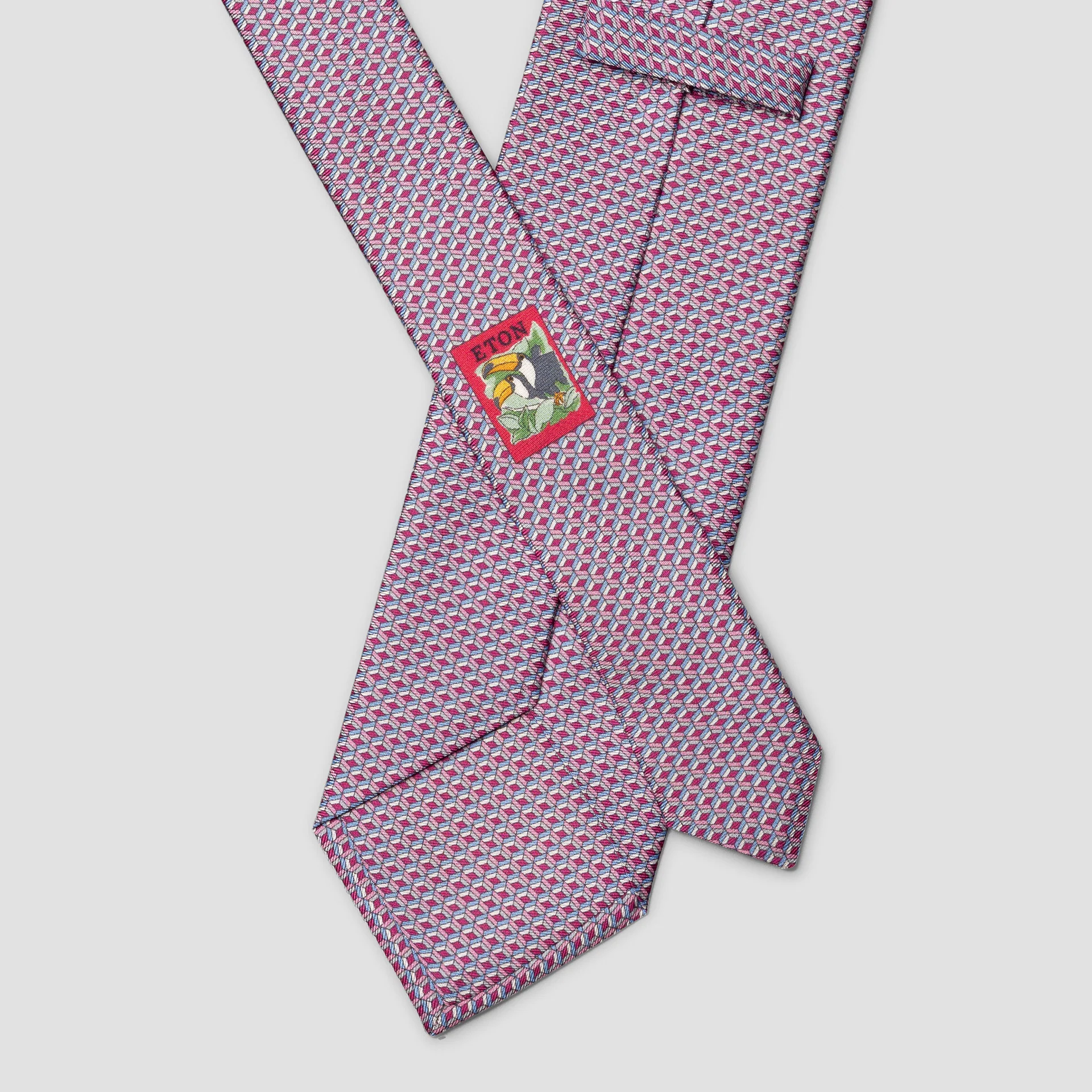 Magenta & Blue Geometric Print Silk Tie - ETON - Image 3