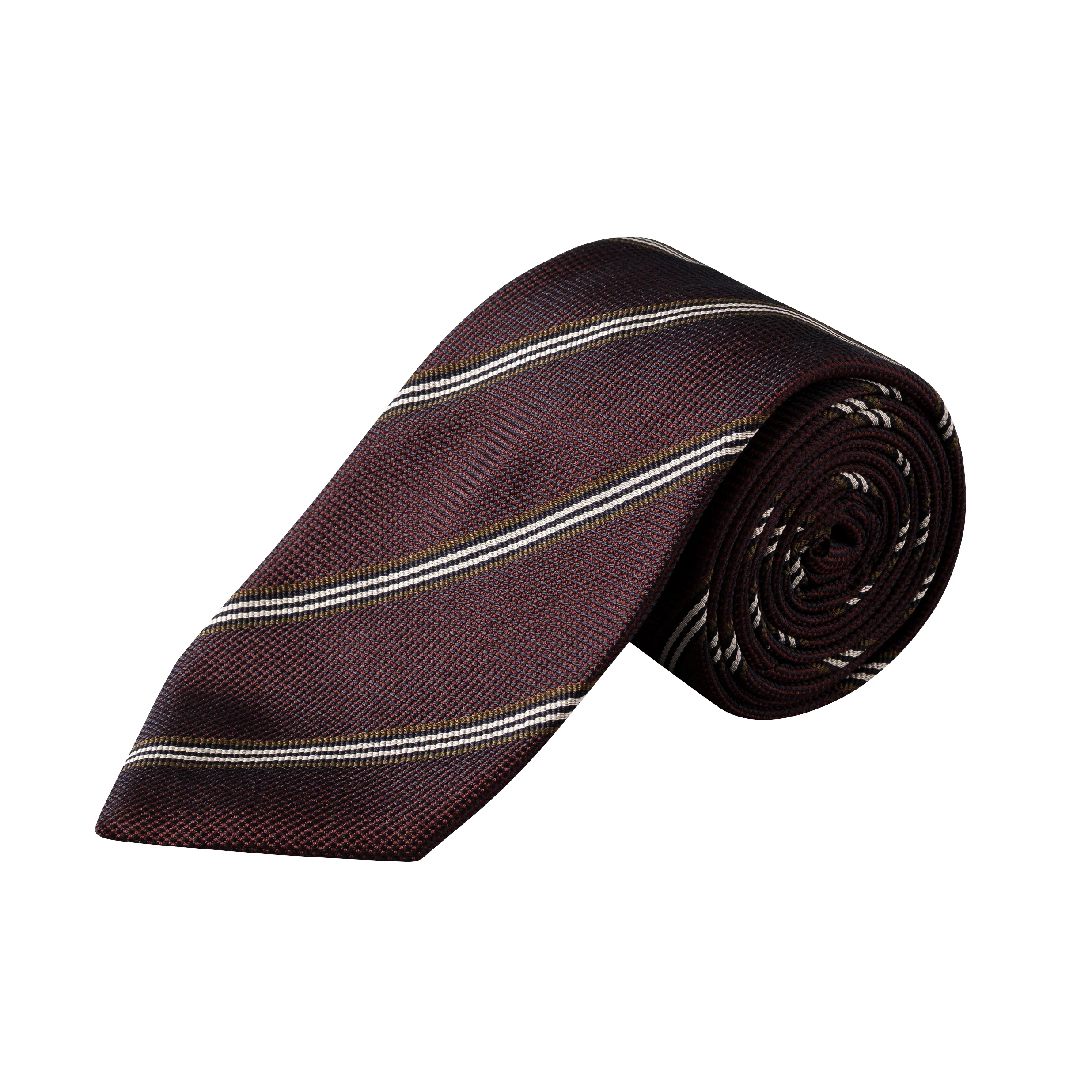 Maroon Striped Pattern Woven Silk Tie - ETON