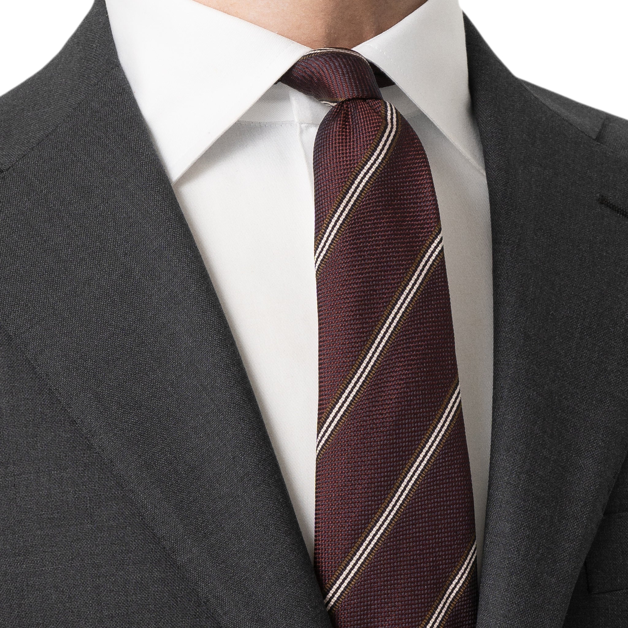 Maroon Striped Pattern Woven Silk Tie - ETON - Image 2
