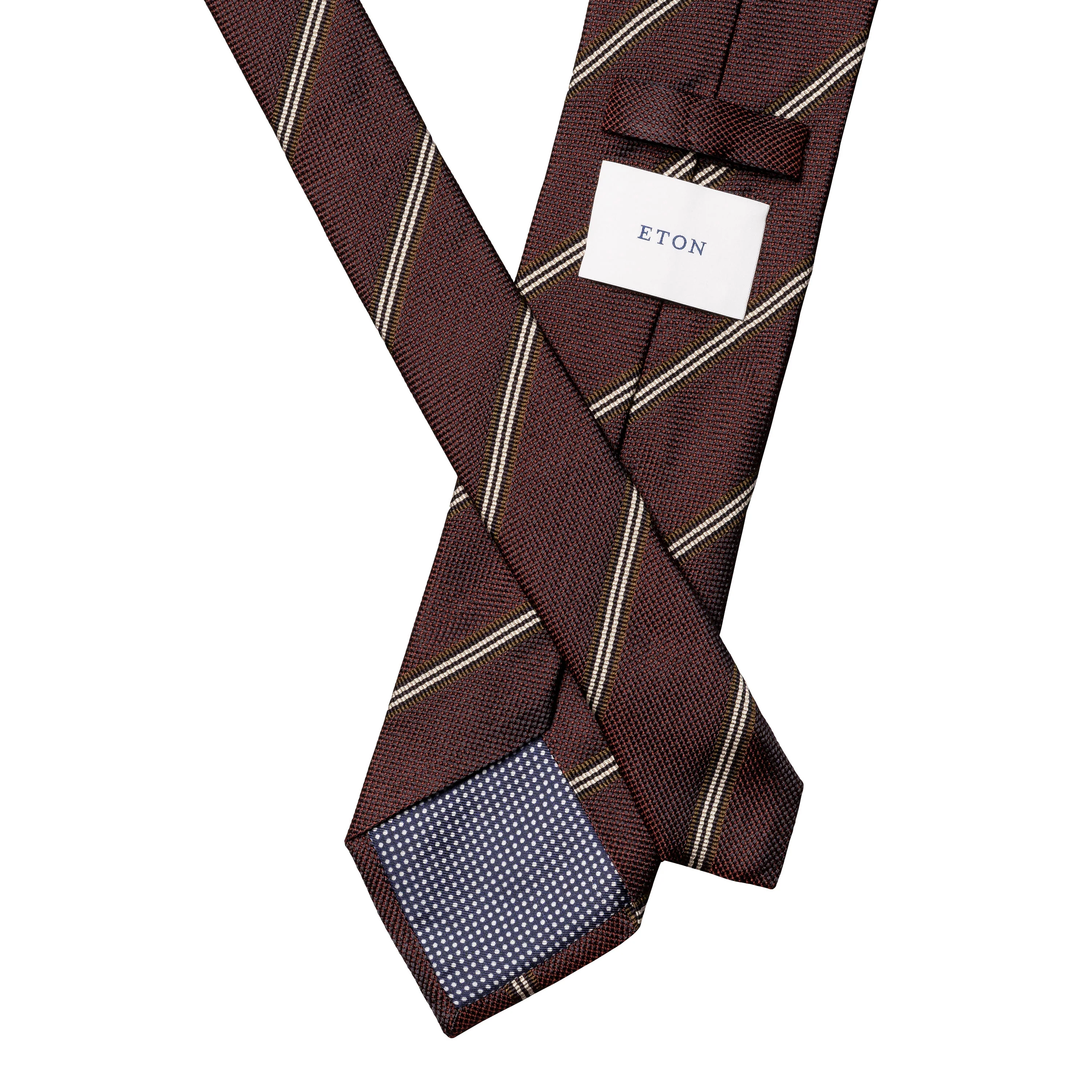Maroon Striped Pattern Woven Silk Tie - ETON - Image 4