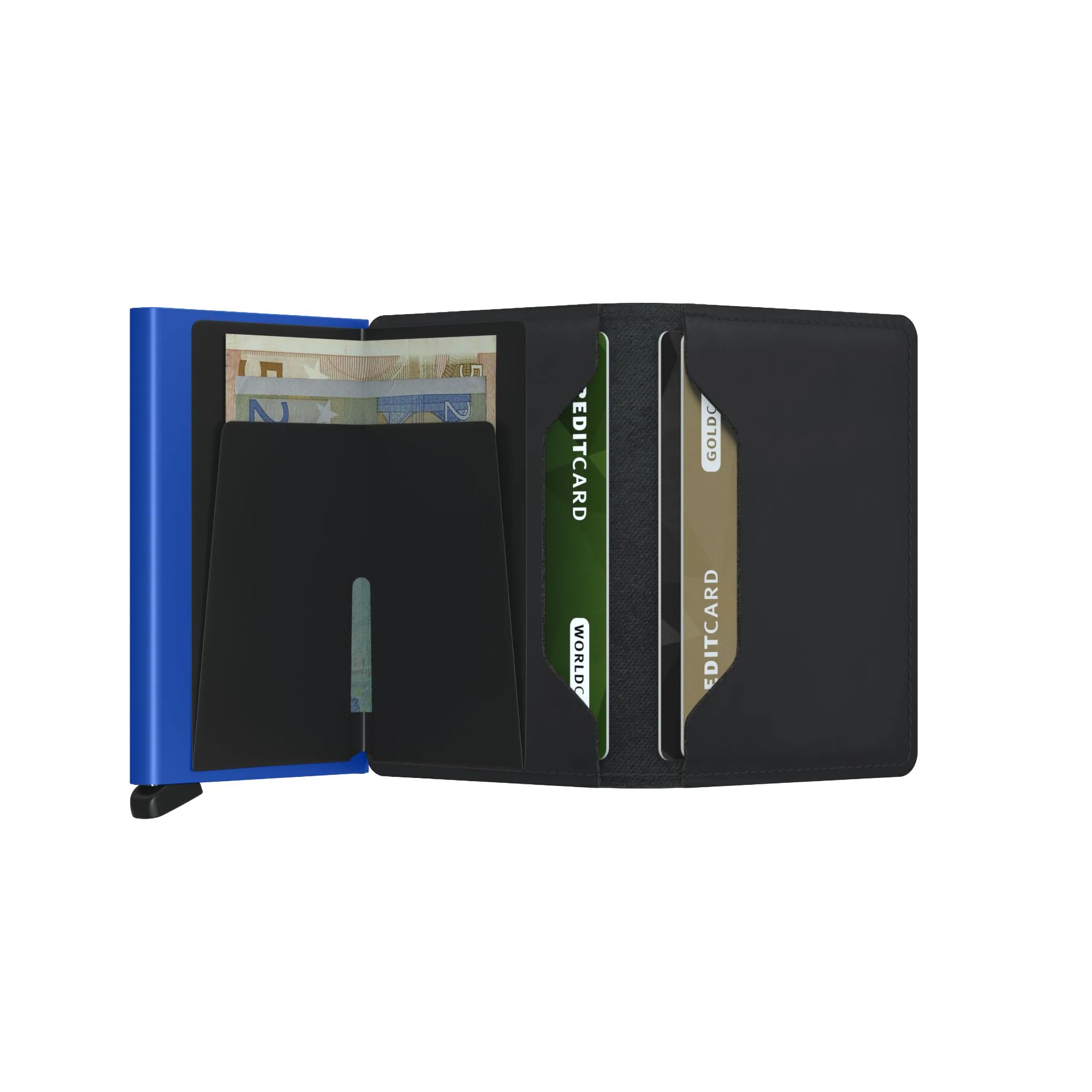 Matte Black & Blue Leather SlimWallet - Secrid - Image 4