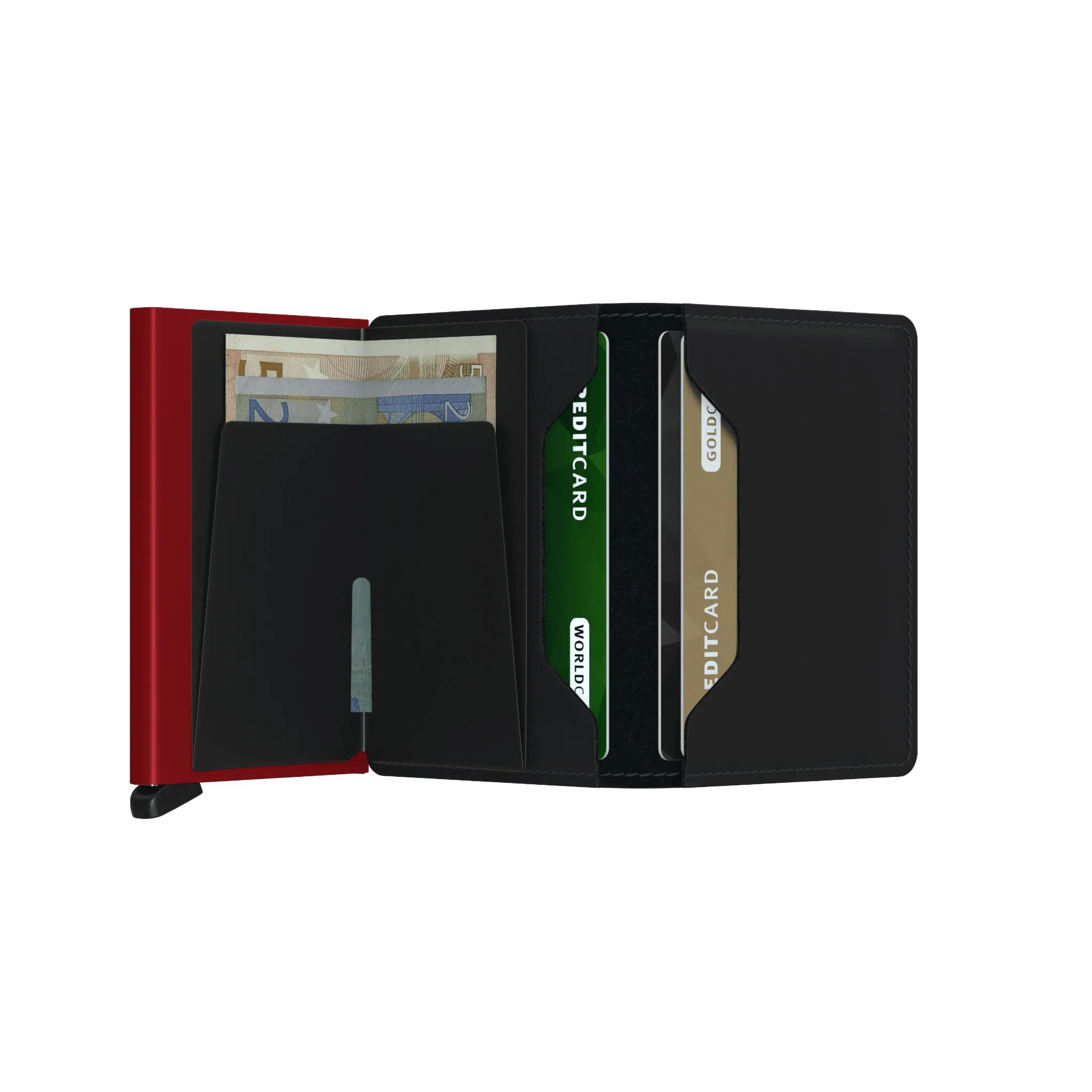 Matte Black & Red Leather SlimWallet - Secrid - Image 4