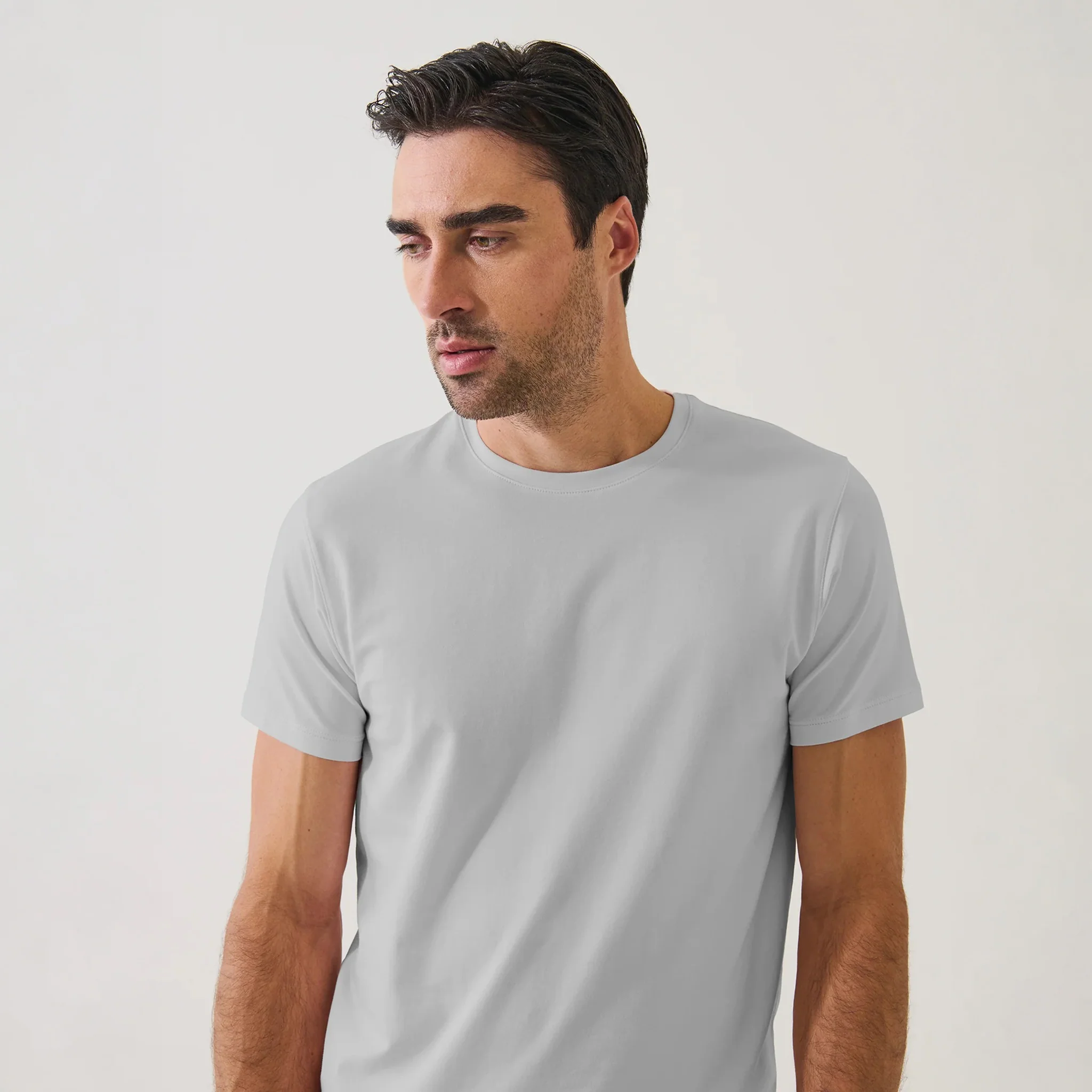 Mellow Gray Pima Cotton Stretch Iconic T-Shirt - Patrick Assaraf - Image 3