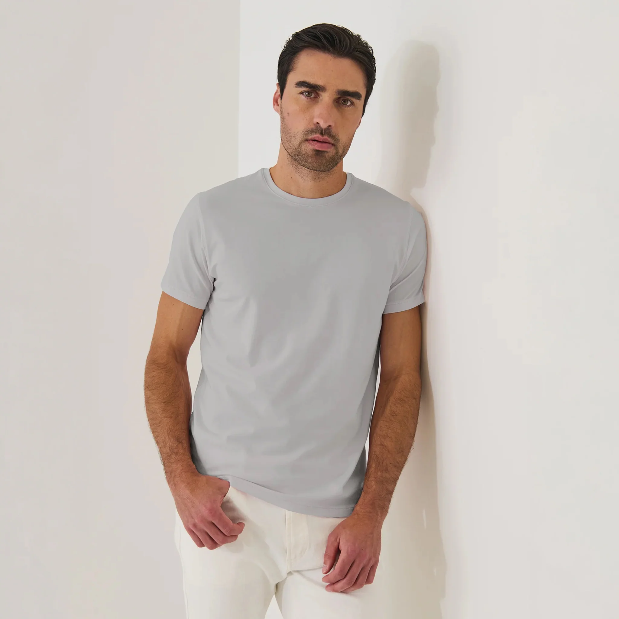 Mellow Gray Pima Cotton Stretch Iconic T-Shirt - Patrick Assaraf - Image 4