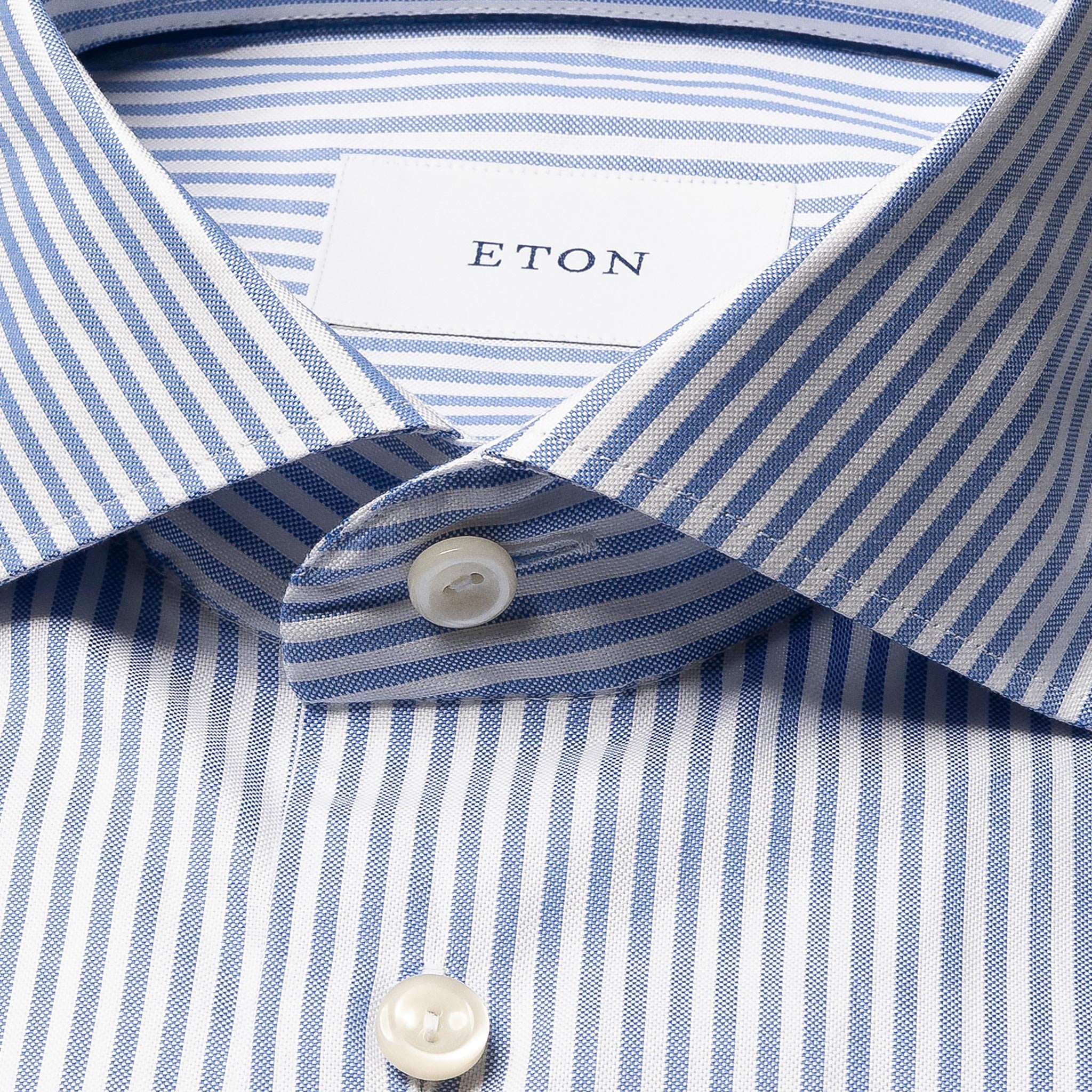 Mid Blue Bengal Striped Signature Oxford Slim Fit Shirt - ETON - Image 3