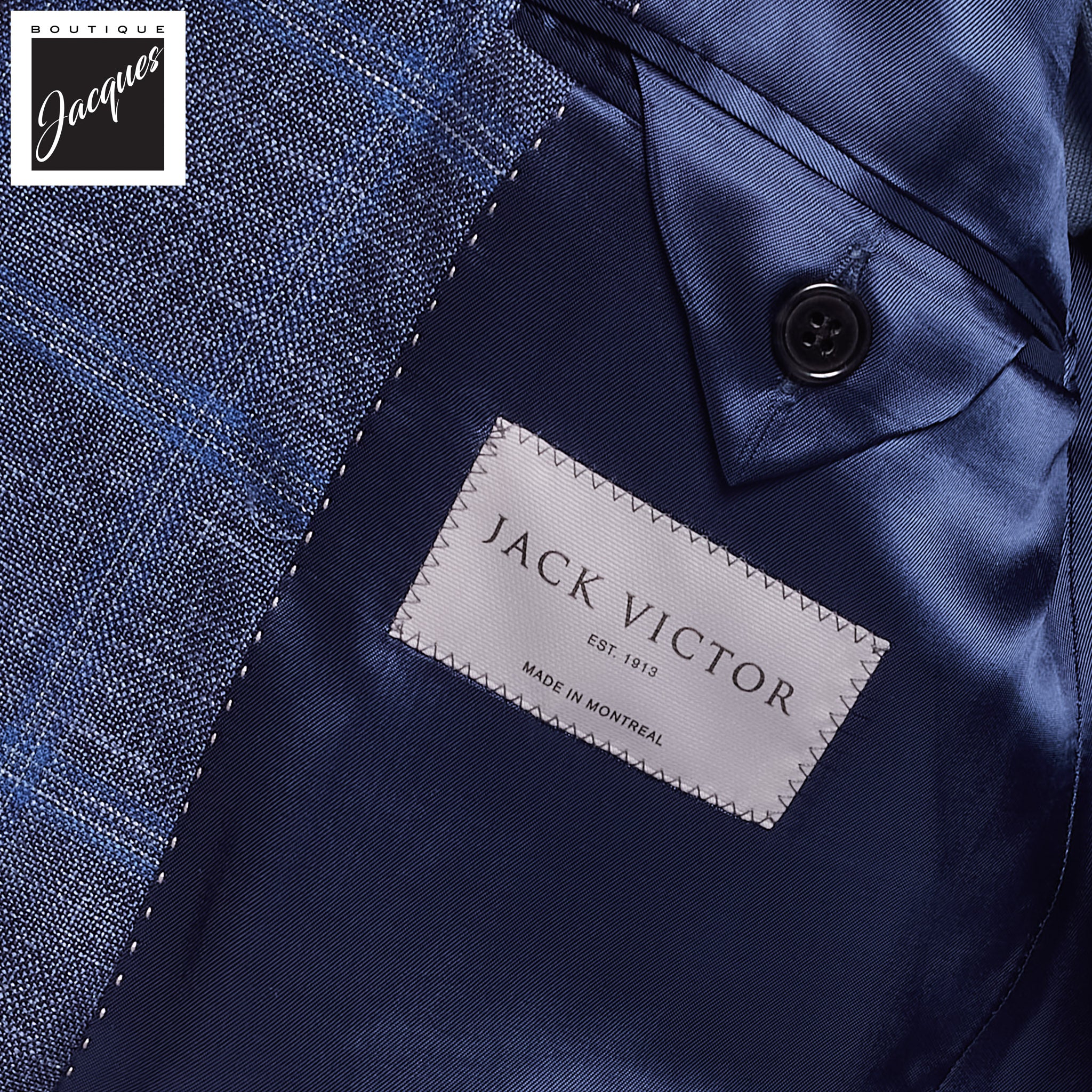 Mid Blue Check Hampton Loro Piana Contemporary Fit Sport Jacket - Jack Victor - Image 3