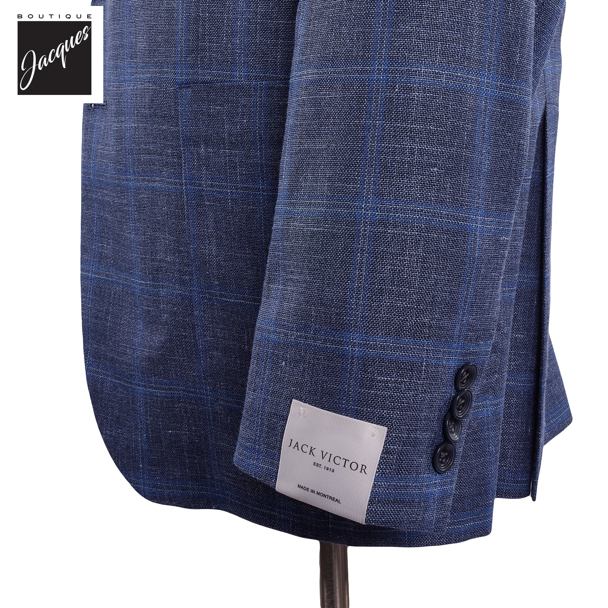 Mid Blue Check Hampton Loro Piana Contemporary Fit Sport Jacket - Jack Victor - Image 4