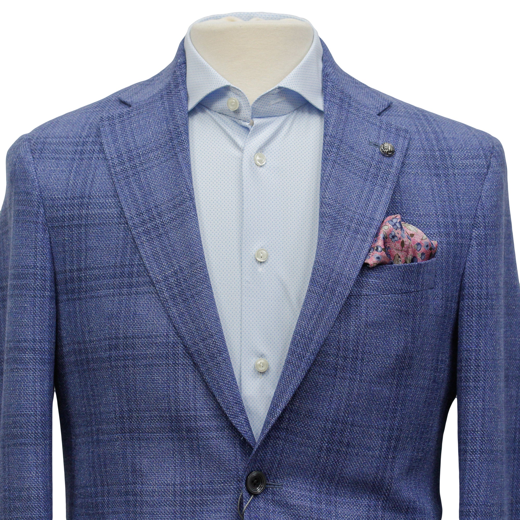 Mid-Blue Check Wool-Linen Hampton Contemporary Fit Sport Jacket - Jack Victor - Image 10