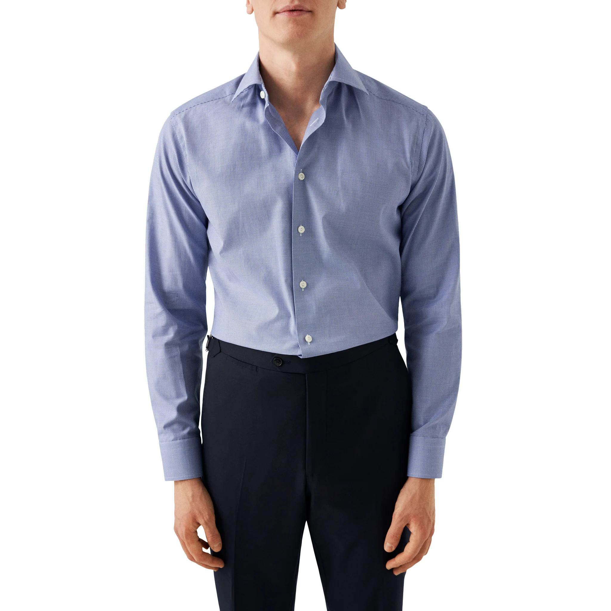 Mid Blue Fine Check Signature Twill Contemporary Fit Shirt - ETON