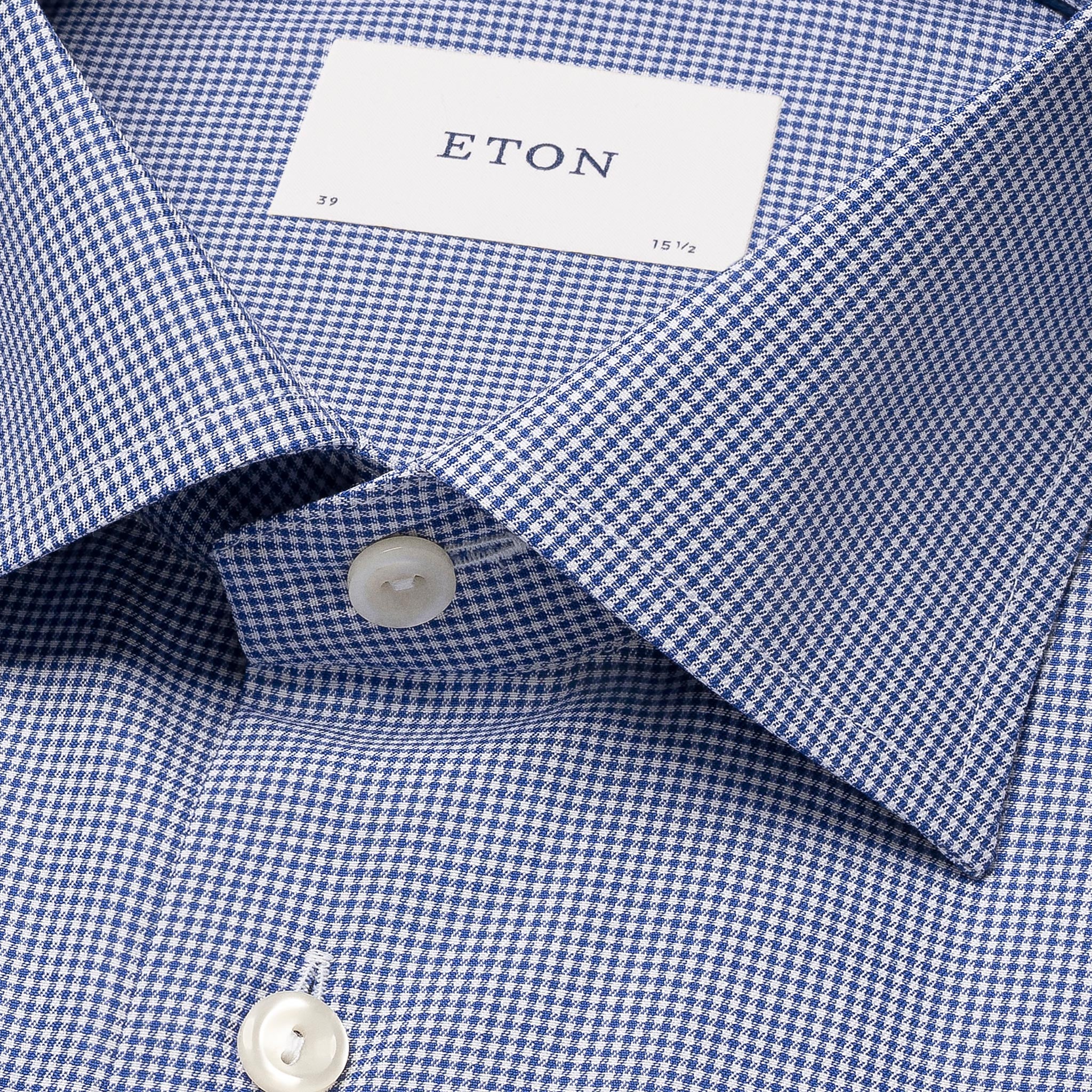 Mid Blue Fine Check Signature Twill Contemporary Fit Shirt - ETON - Image 3