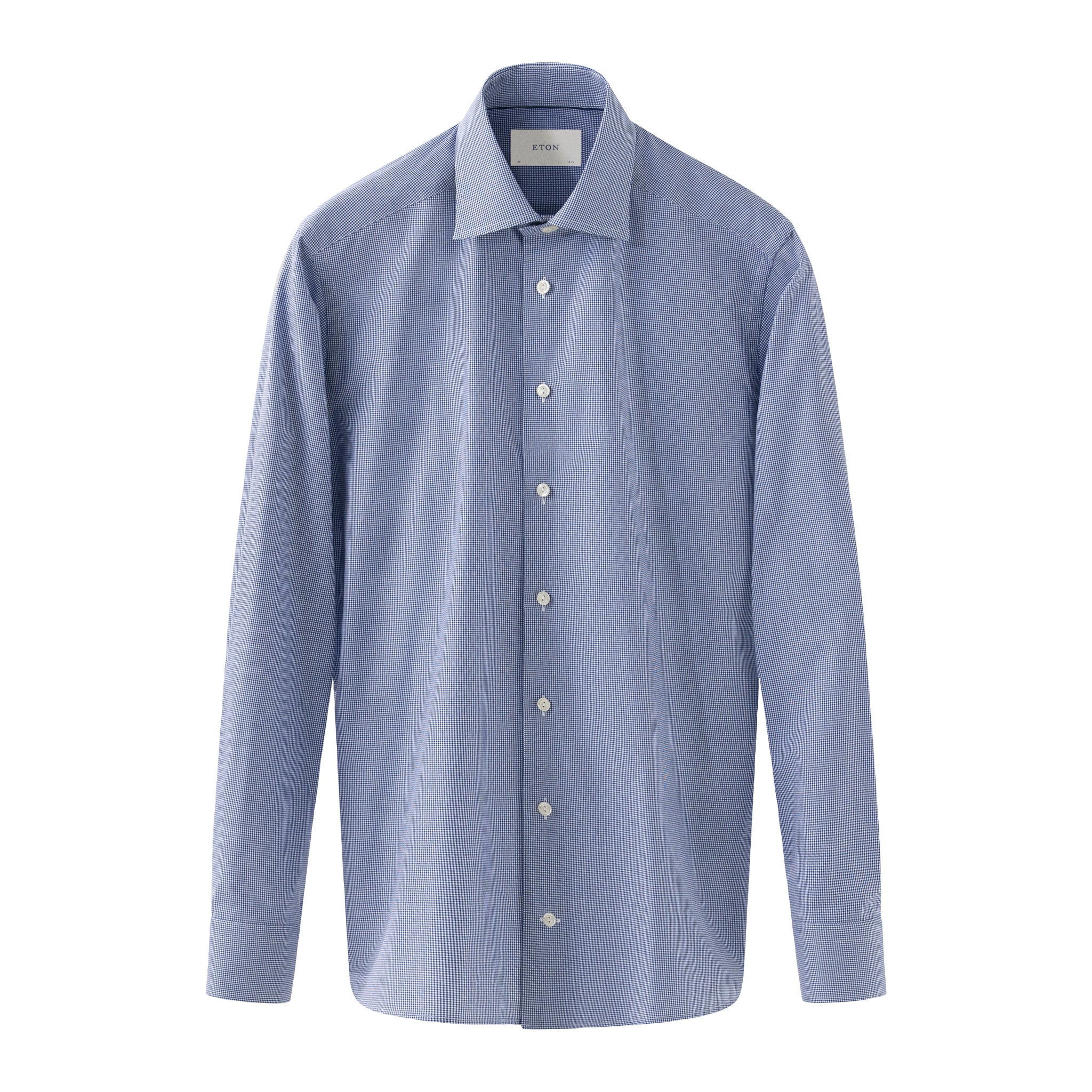 Mid Blue Fine Check Signature Twill Contemporary Fit Shirt - ETON - Image 4