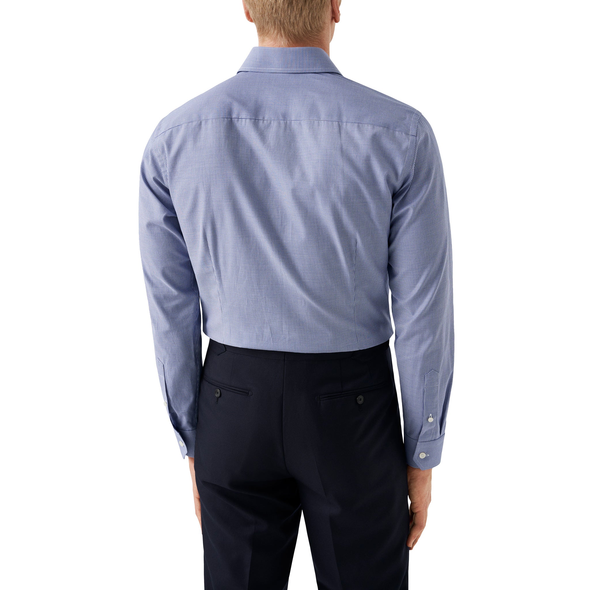Mid Blue Fine Check Signature Twill Contemporary Fit Shirt - ETON - Image 6