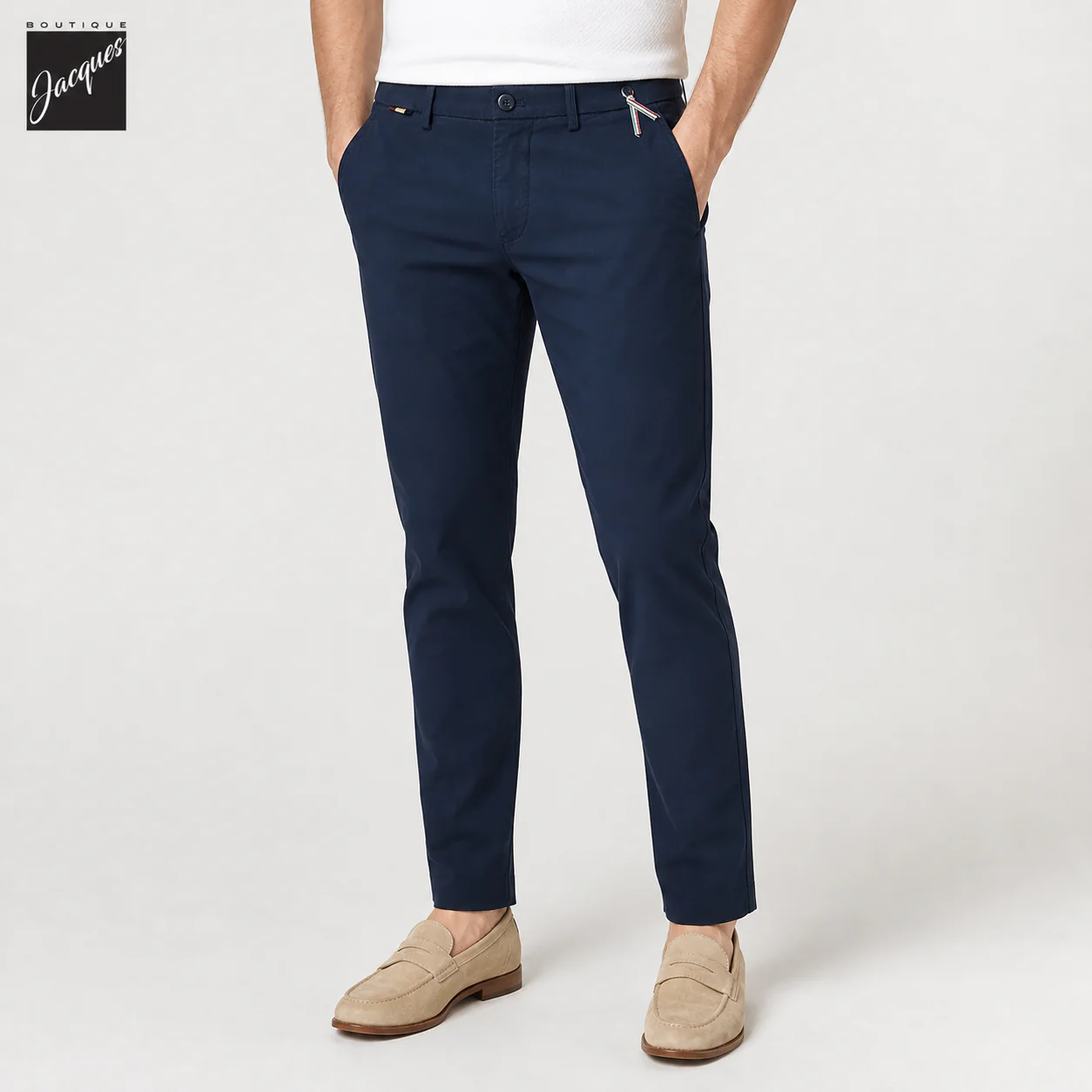 Mid Blue Gaberdine Stretch Torino Slim Fit Chino Pants - Mason's
