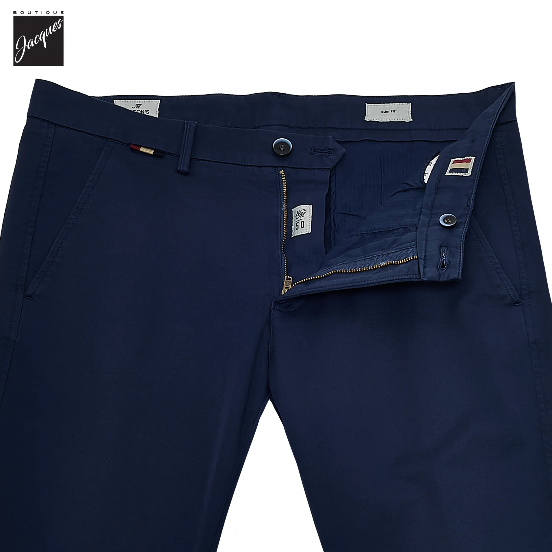 Mid Blue Gaberdine Stretch Torino Slim Fit Chino Pants - Mason's - Image 5