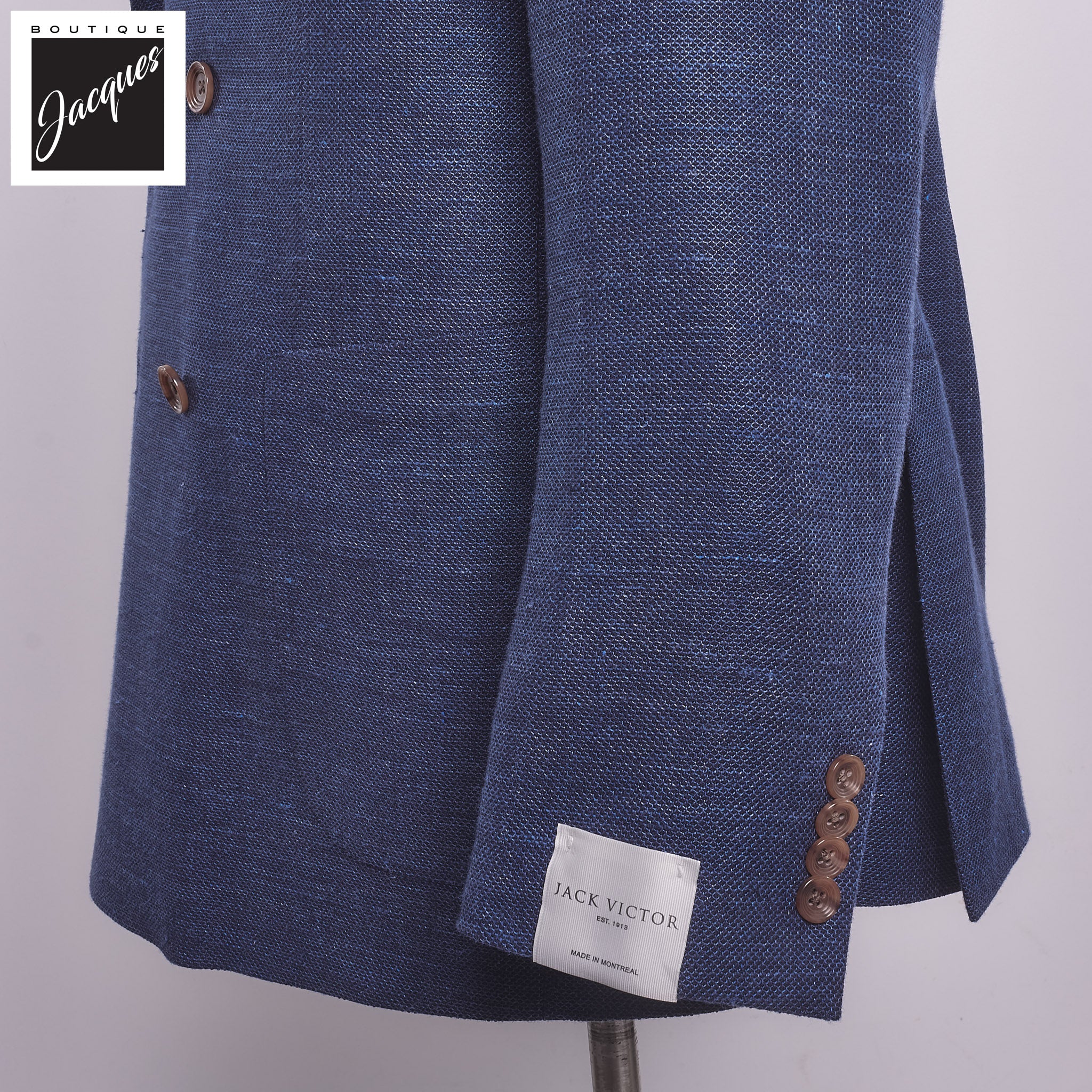 Mid Blue Honeycomb Hill Contemporary Fit Double-Breasted Sport Jacket - Jack Victor - Image 3
