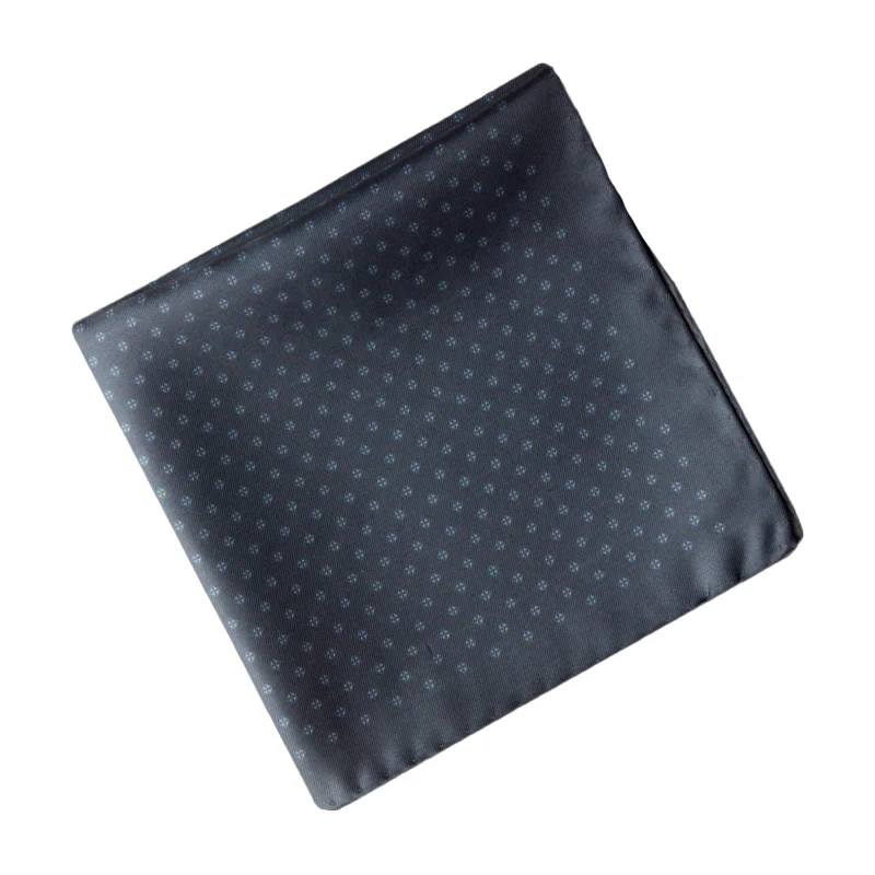 Blue/Gray Micro Floral Printed Silk Hankie - Stenströms