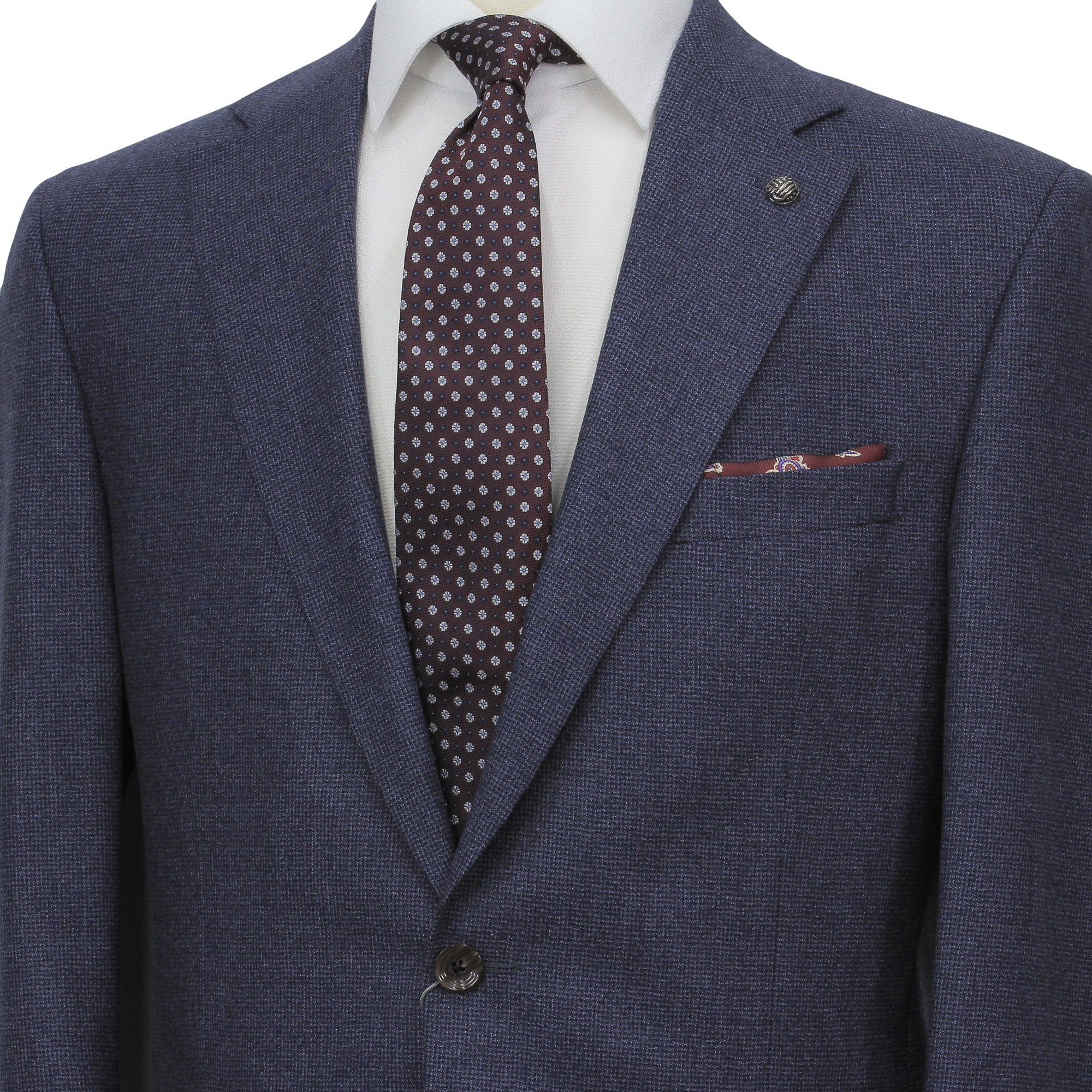 Mid Blue Micro-Patterned Esprit Modern Fit Wool Suit - Jack Victor - Image 2