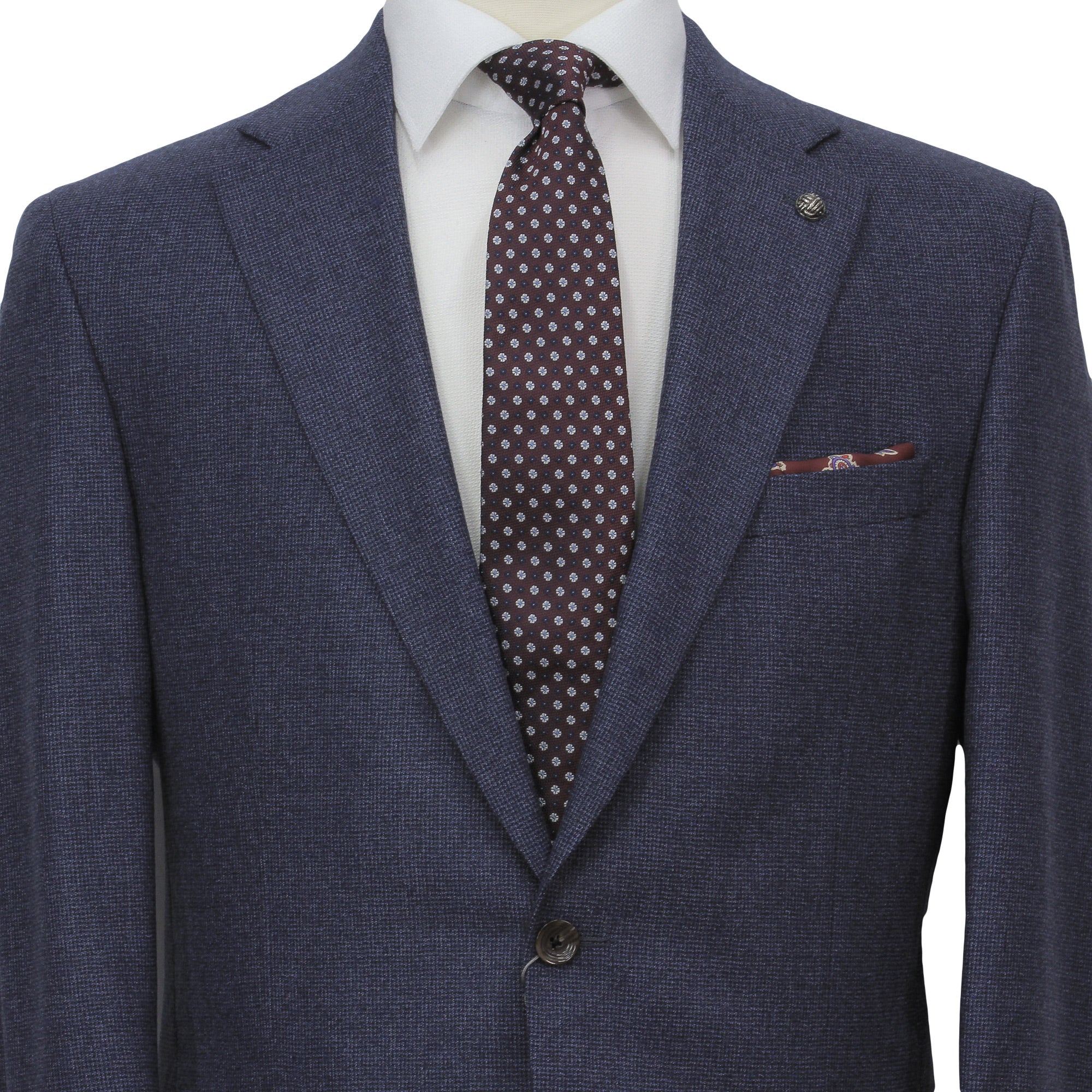 Mid Blue Micro-Patterned Esprit Modern Fit Wool Suit - Jack Victor - Image 3