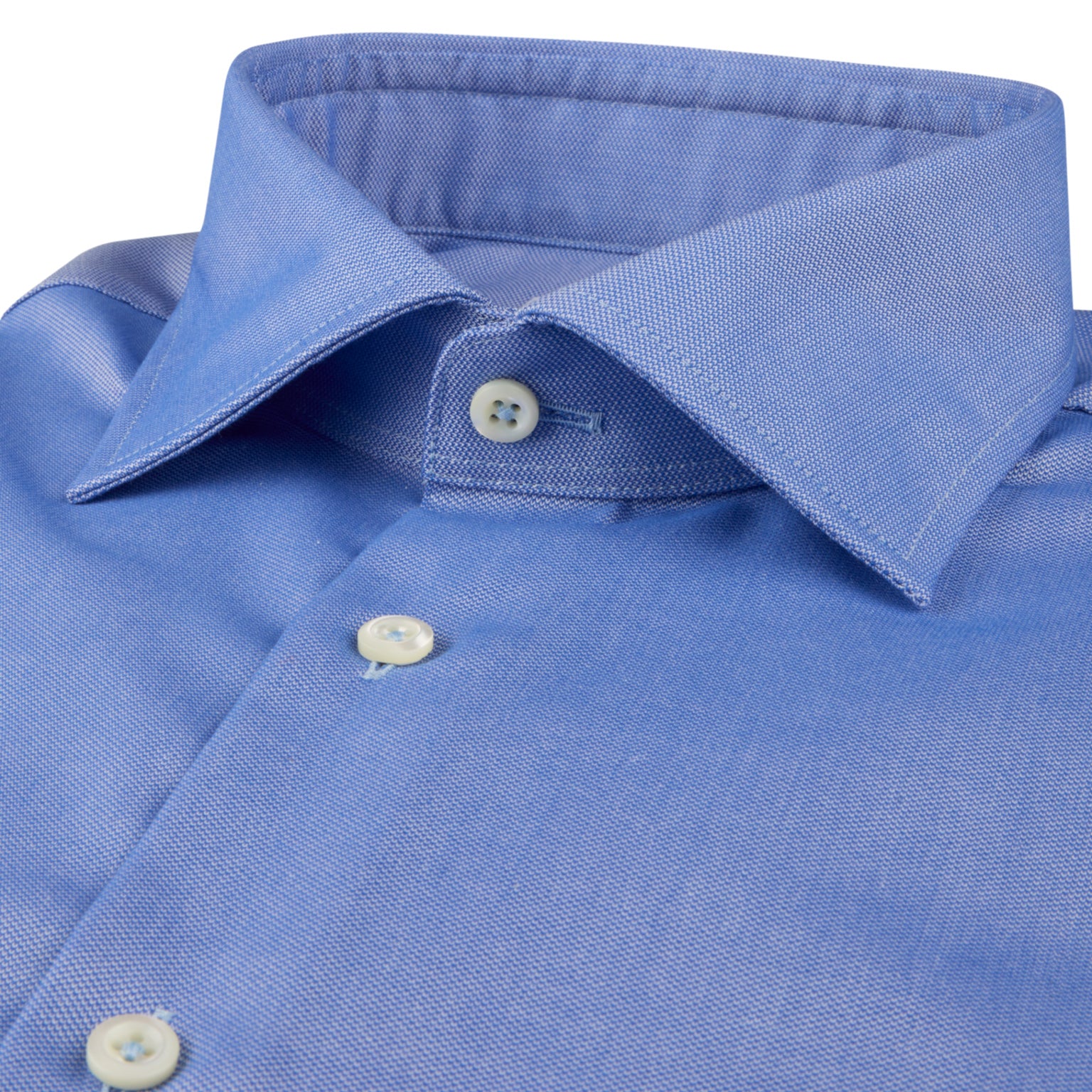 Mid Blue Neat Cotton Twill Regular Fit Shirt - Stenströms - Image 2
