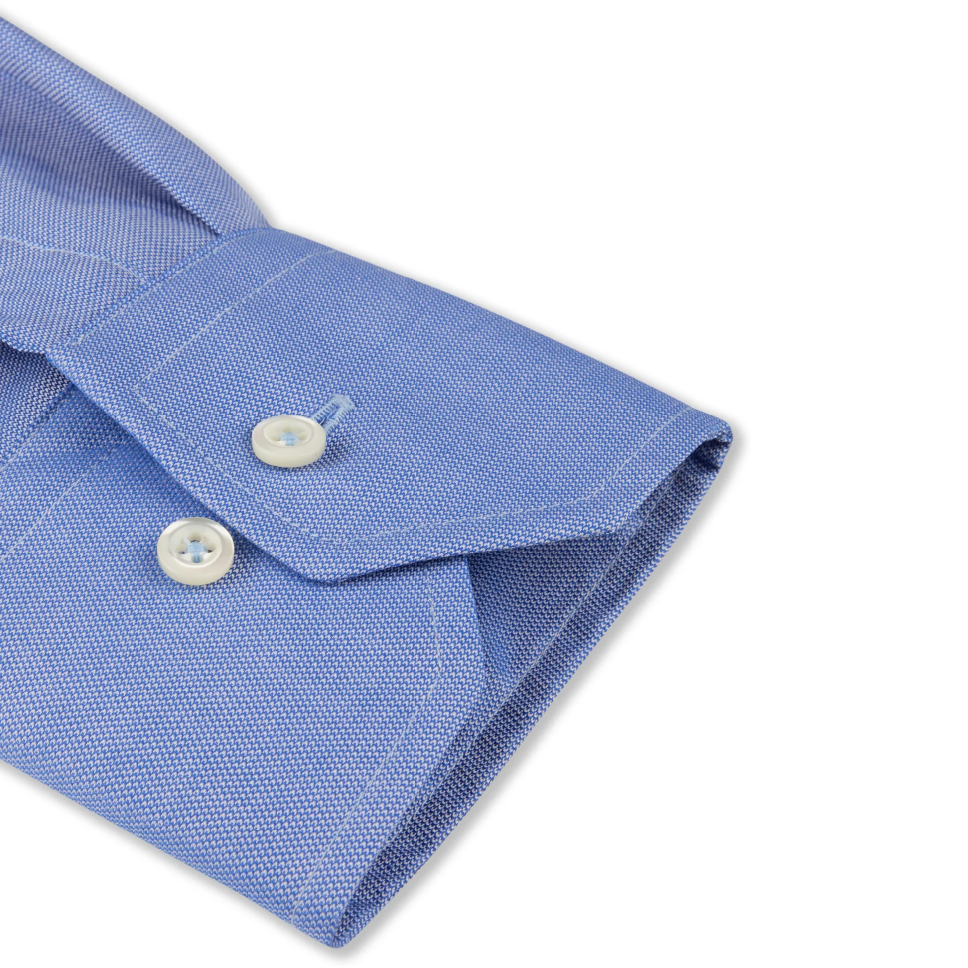 Mid Blue Neat Cotton Twill Regular Fit Shirt - Stenströms - Image 3