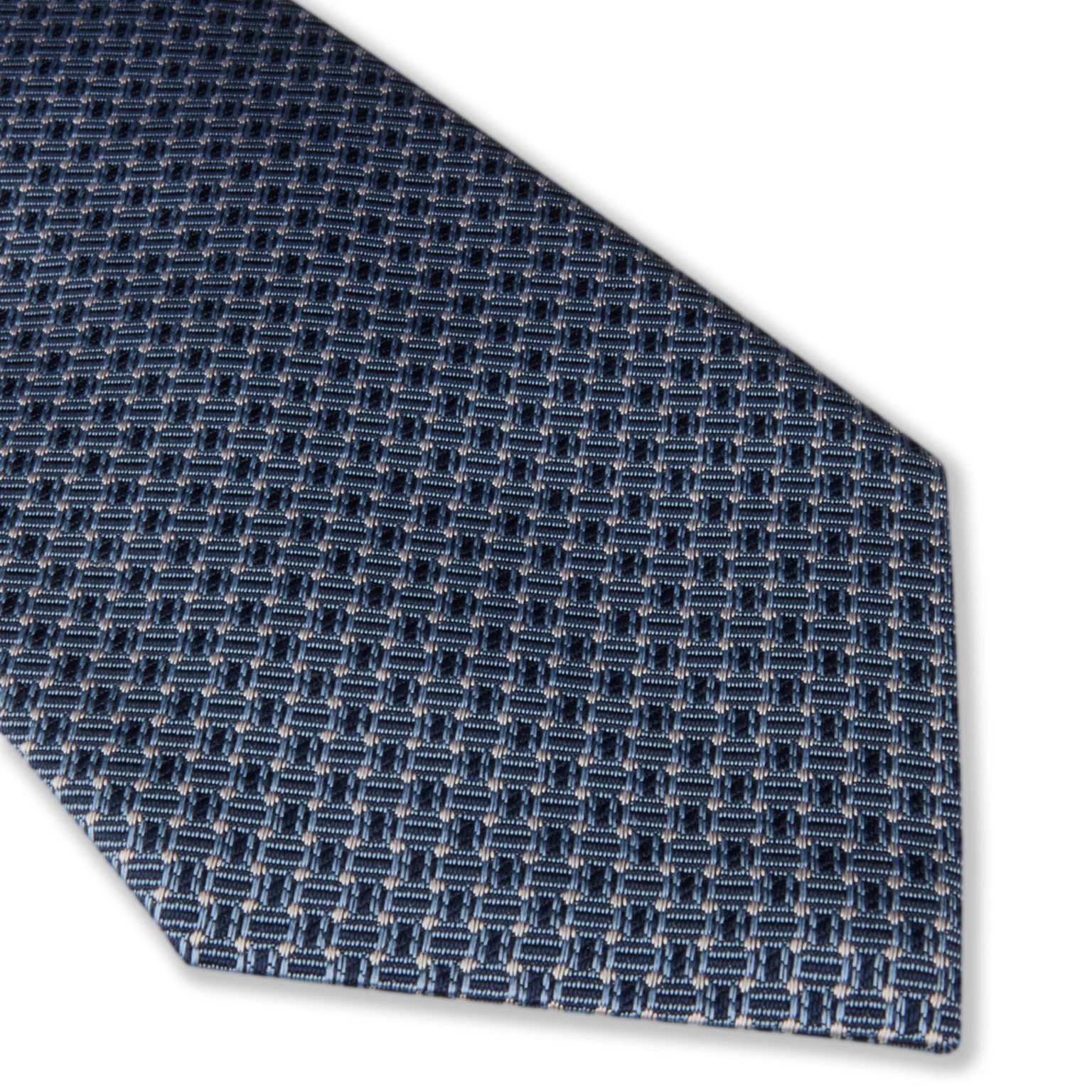 Mid Blue Patterned Silk Tie - Stenströms - Image 2