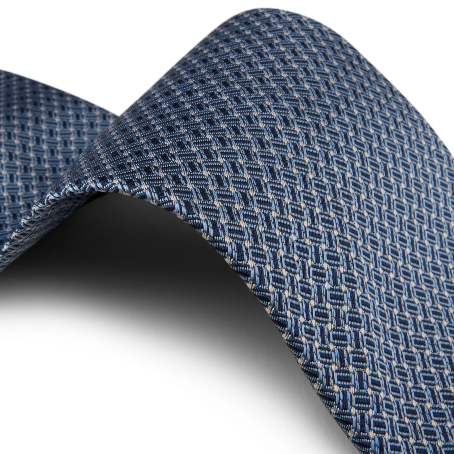 Mid Blue Patterned Silk Tie - Stenströms - Image 3