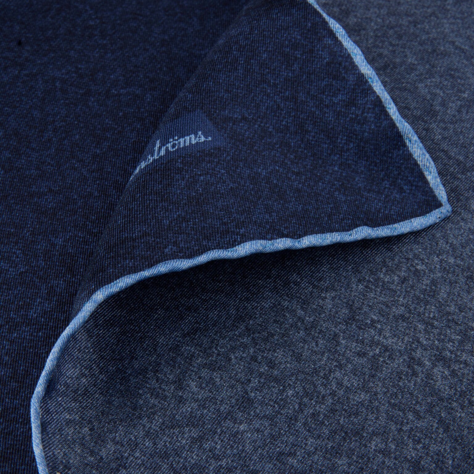 Mid Blue Solid Silk Hankie - Stenströms - Image 3