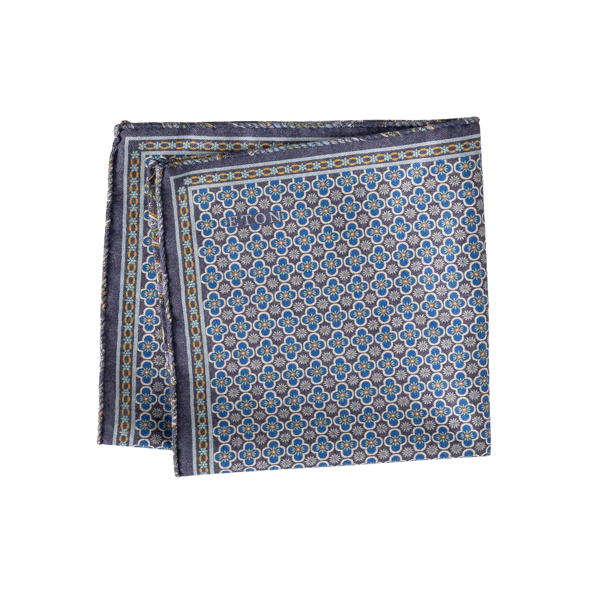 Mid blue Two-Face Wool Pocket Square - ETON