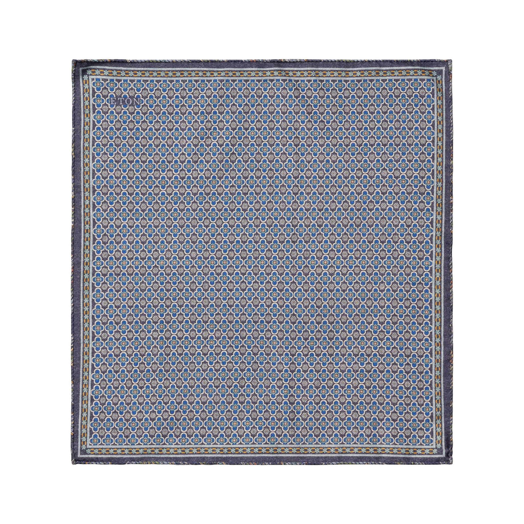 Mid blue Two-Face Wool Pocket Square - ETON - Image 2