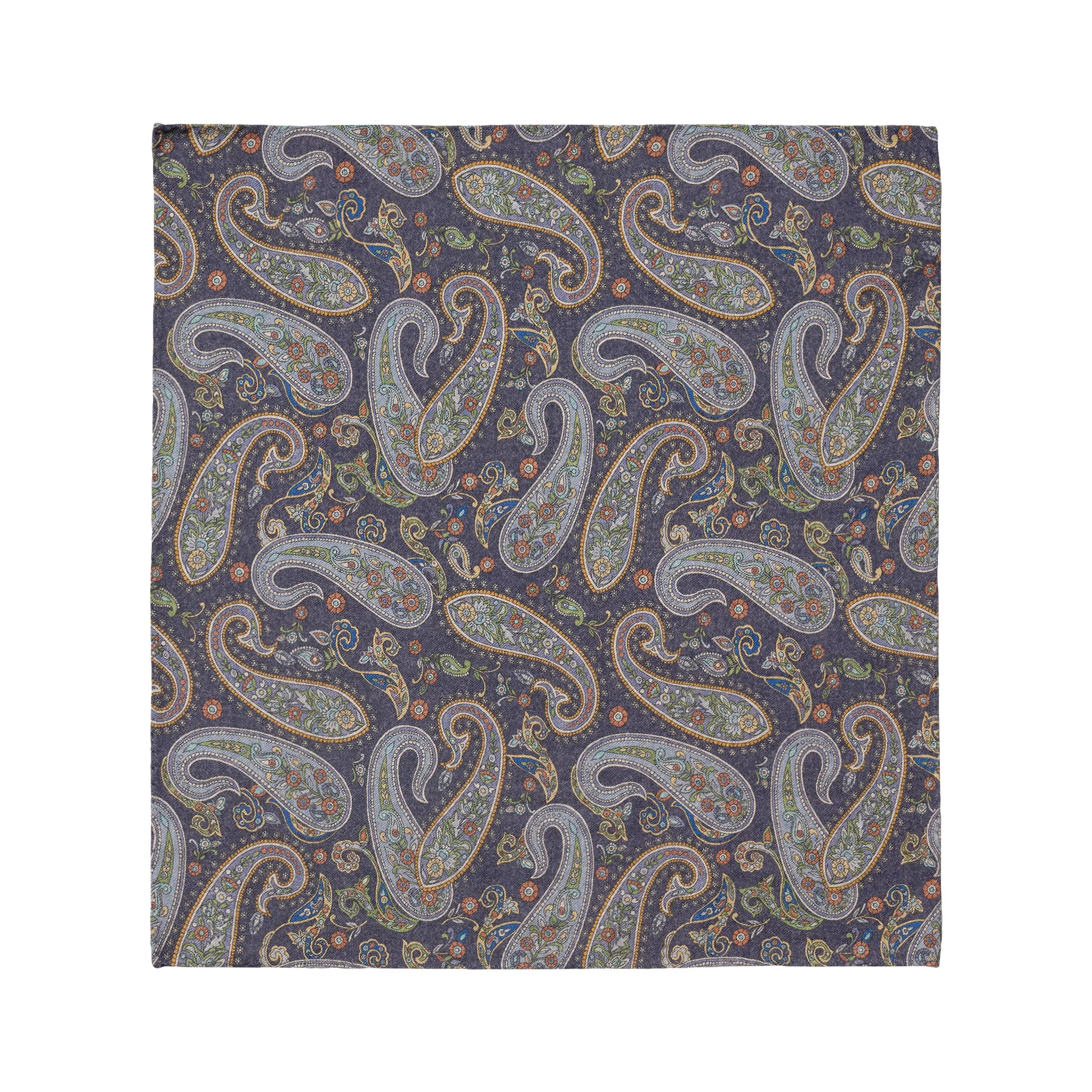 Mid blue Two-Face Wool Pocket Square - ETON - Image 3