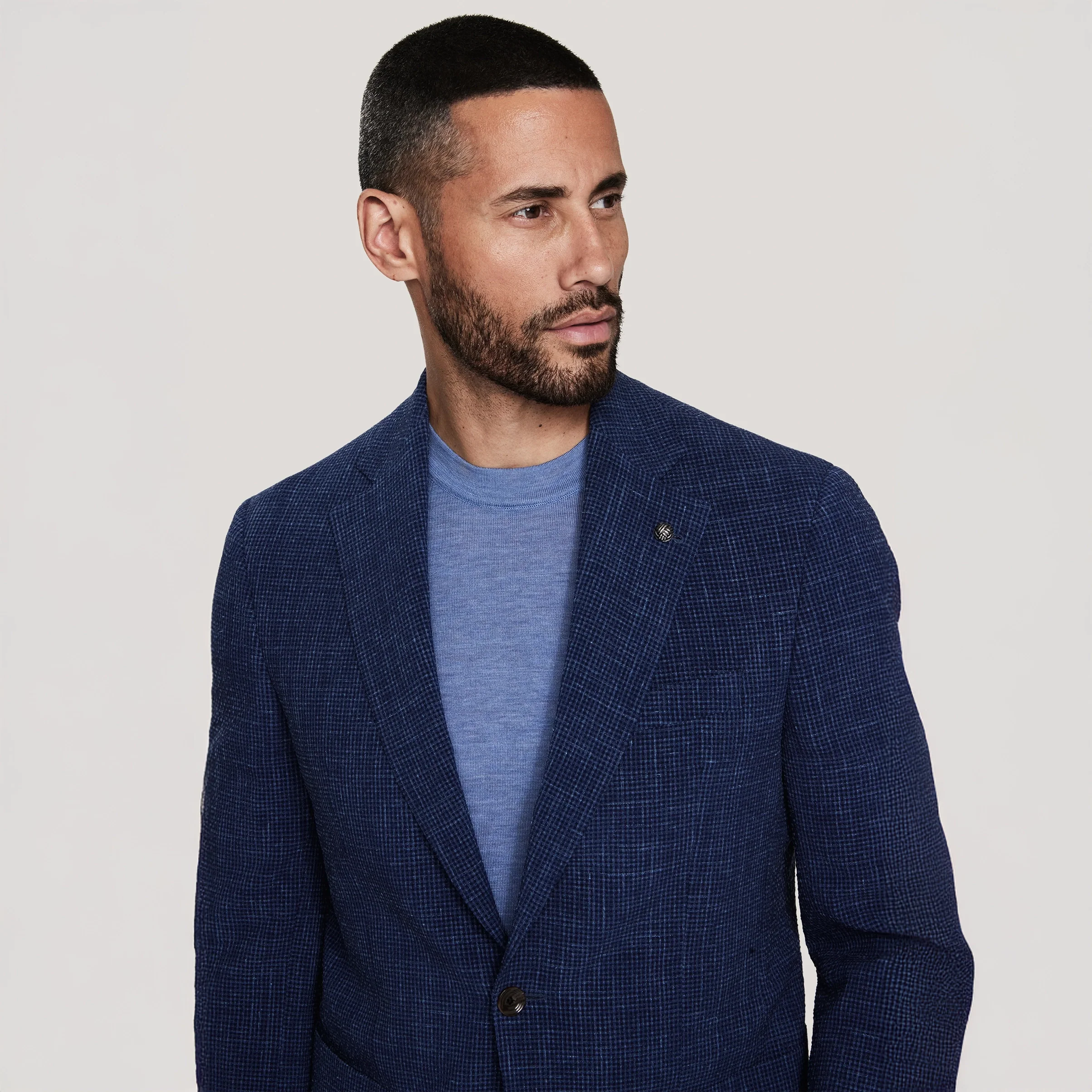 Mid Blue Wool/Silk/Linen Seersucker Myles Contemporary Sport Jacket - Jack Victor 1913 - Image 2