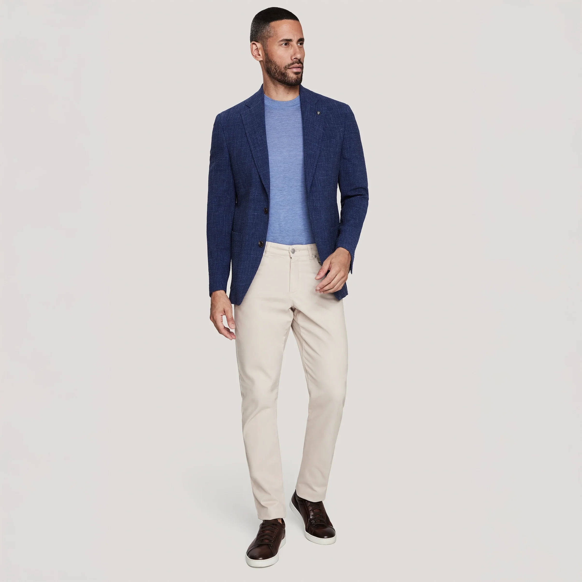 Mid Blue Wool/Silk/Linen Seersucker Myles Contemporary Sport Jacket - Jack Victor 1913 - Image 3