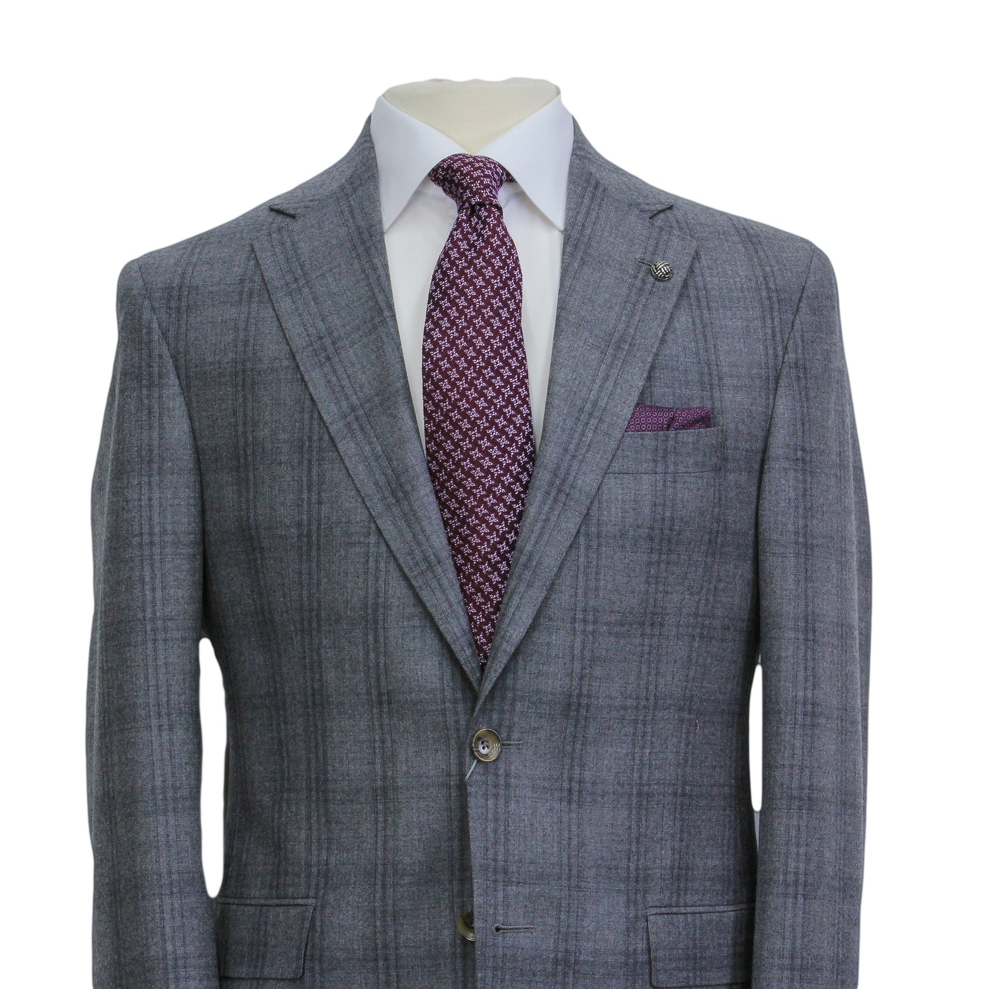 Mid Gray Glen-Check Montana Contemporary Fit Wool Suit - Jack Victor - Image 3