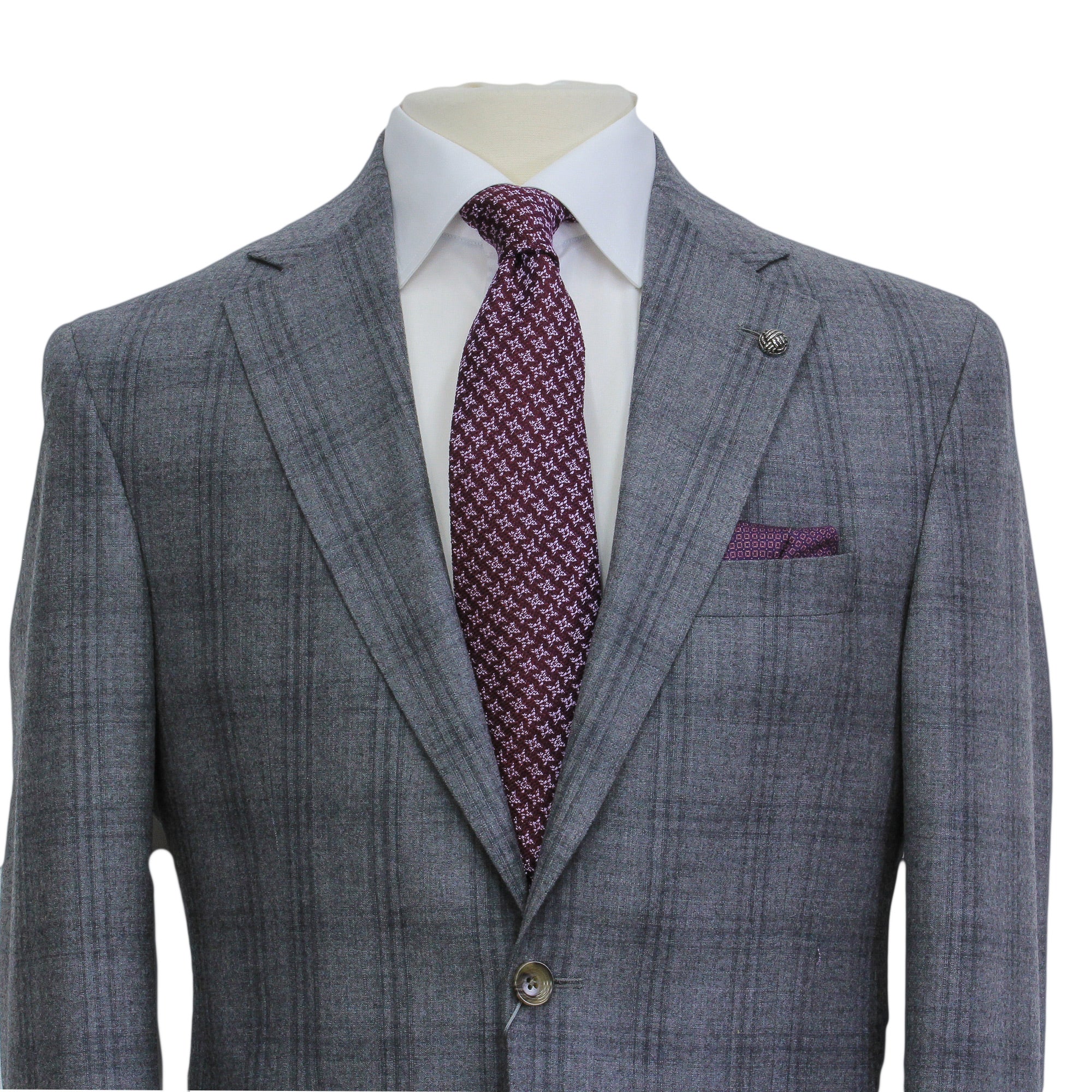 Mid Gray Glen-Check Montana Contemporary Fit Wool Suit - Jack Victor - Image 5