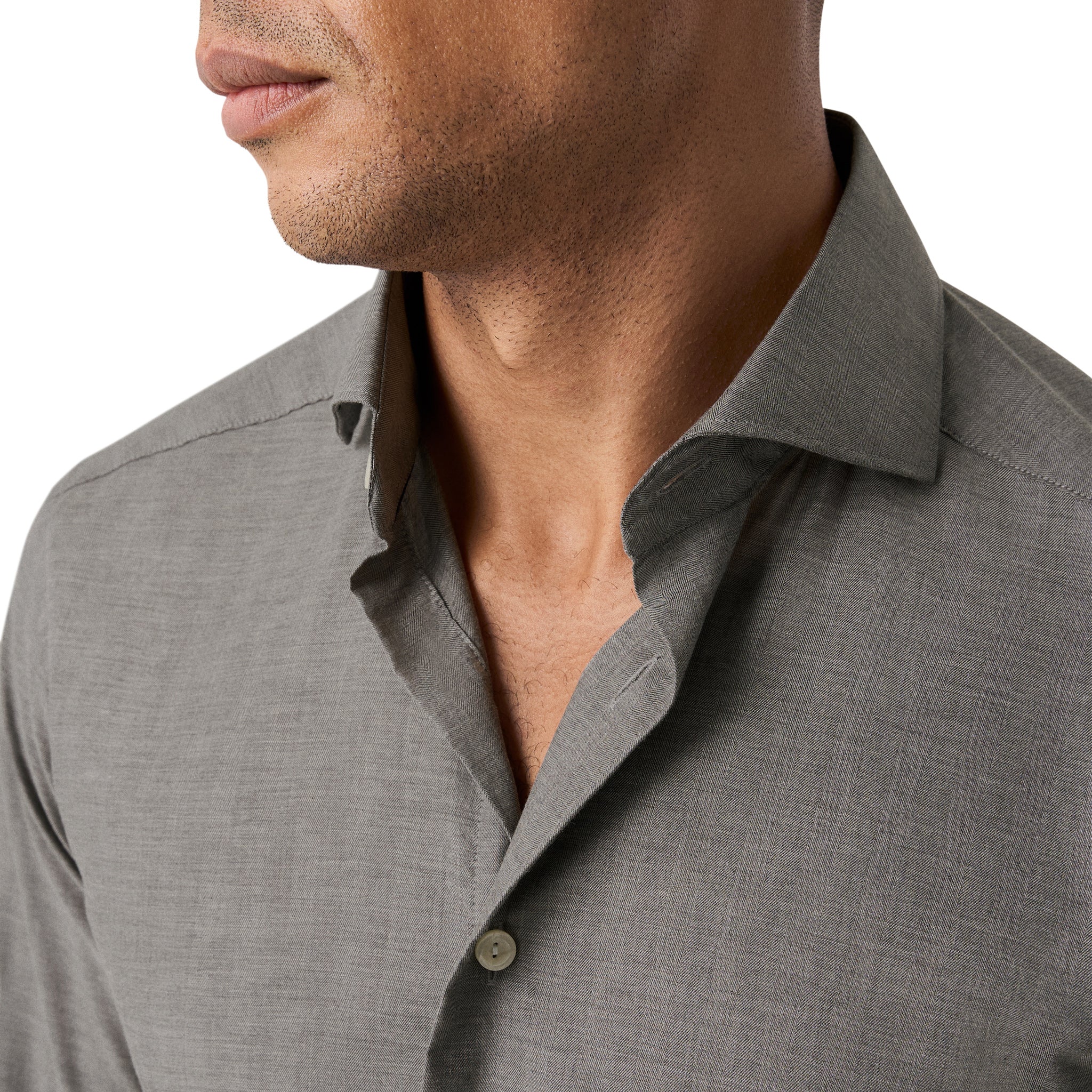 Mid Gray Light Weight Flannel Slim Fit Shirt - ETON - Image 5