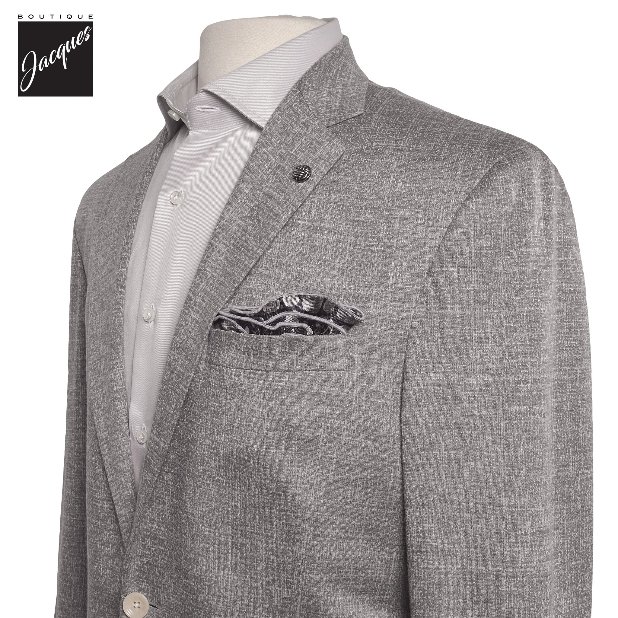 Mid Gray Knit Wool/Silk/Linen Hartford Contemporary Fit Sport Jacket - Jack Victor - Image 2